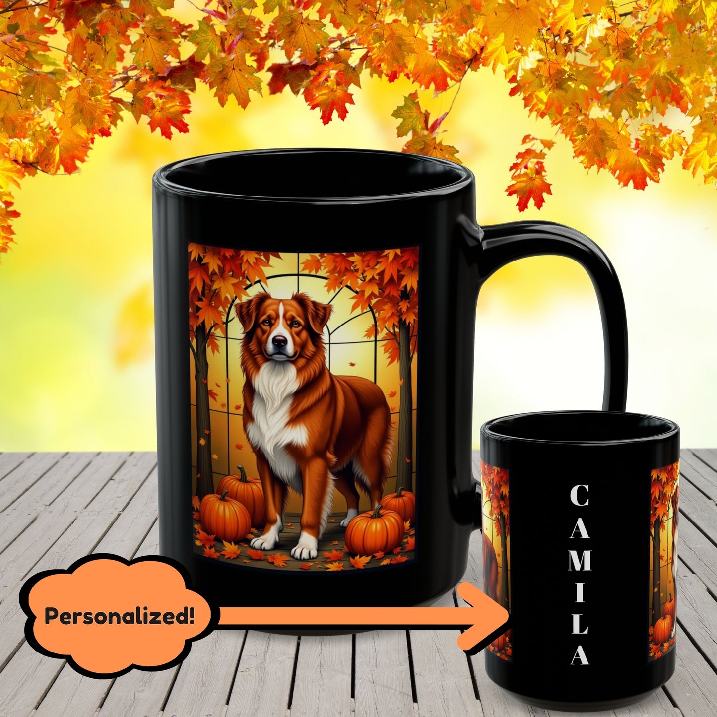 Australian Shepherd Red - Fall dog coffee mug, custom herding breed lover gift for Aussie owners