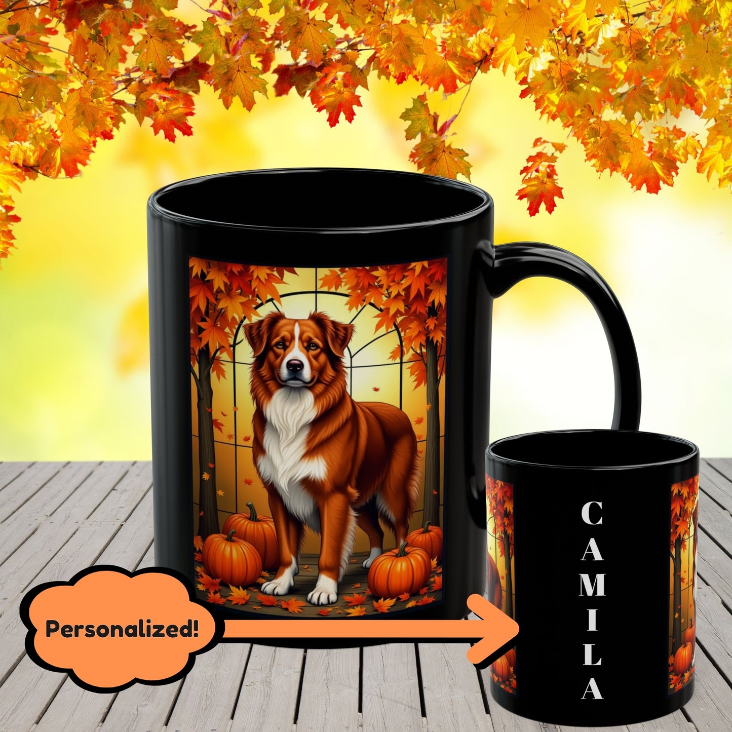 Australian Shepherd Red - Fall dog coffee mug, custom herding breed lover gift for Aussie owners