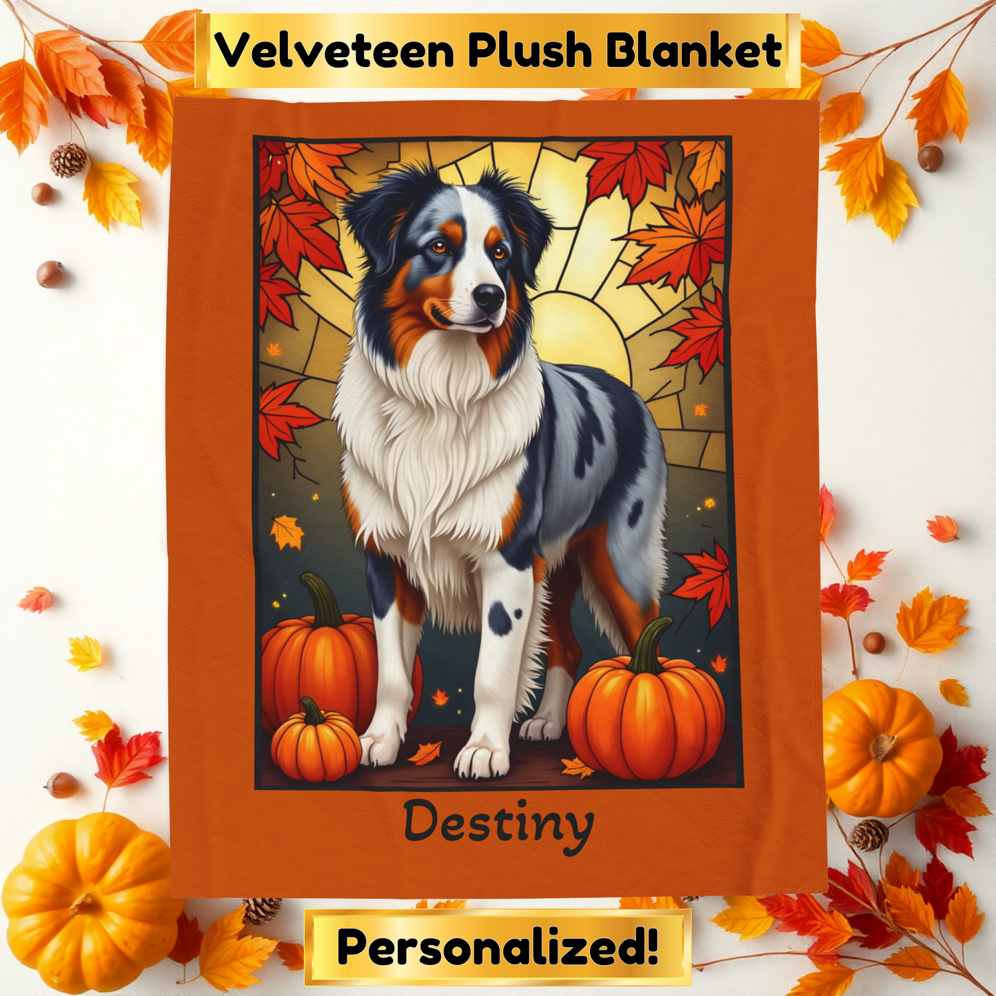 Australian Shepherd Blue Merle Coat Velveteen Blanket, Personalized Dog Throw, Custom Herding Companion Gift