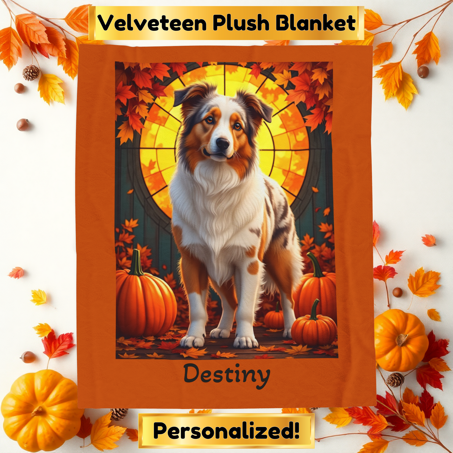 Australian Shepherd Red Merle Coat Velveteen Blanket, Personalized Dog Throw, Custom Herding Breed Gift