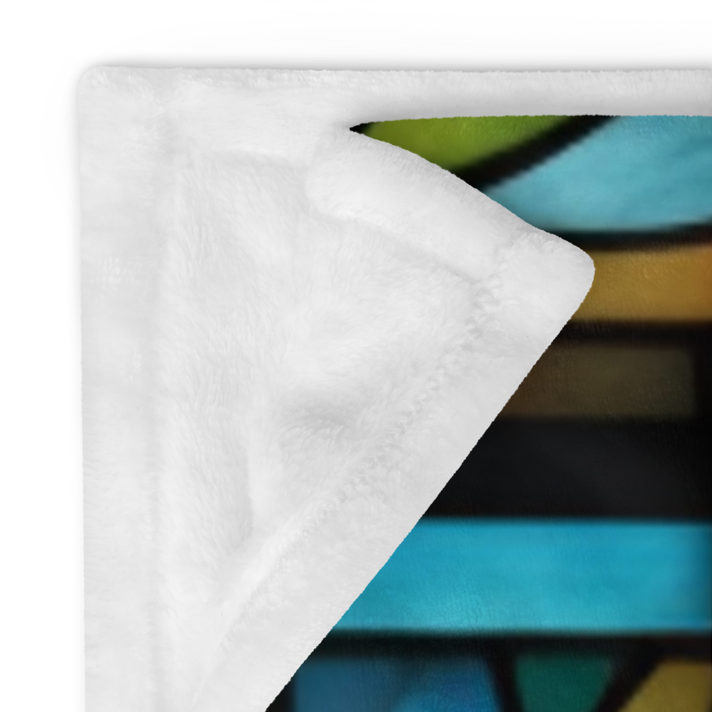 A playful meerkat blanket featuring stained glass-inspired art and cozy plush warmth.