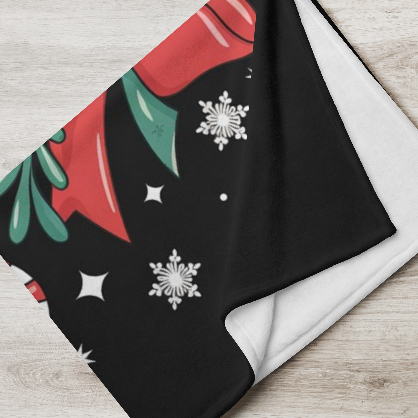 Holiday blanket “Mistletoe Mischief” cute Christmas throw with festive winter design for cozy fun