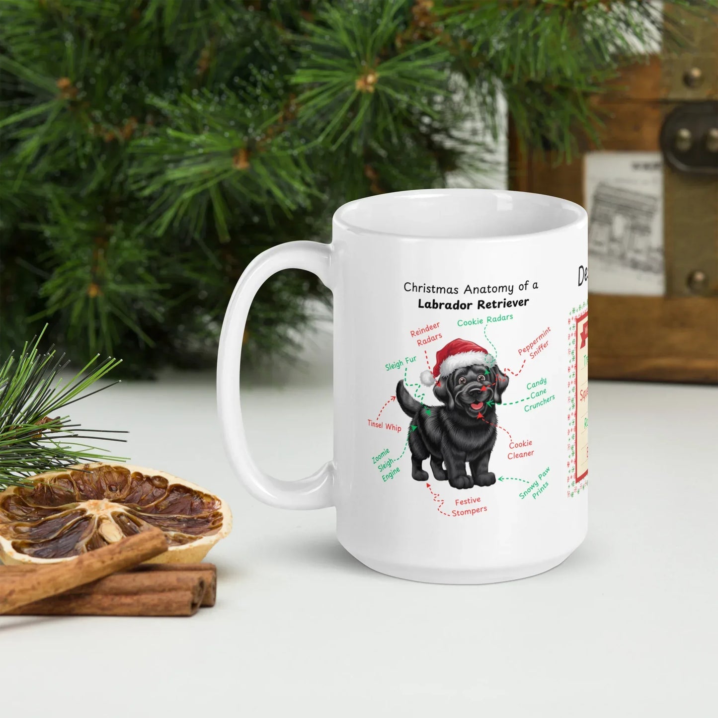 Shop our premium black labrador retriever christmas anatomy mug from MySisterIsASurvivor.