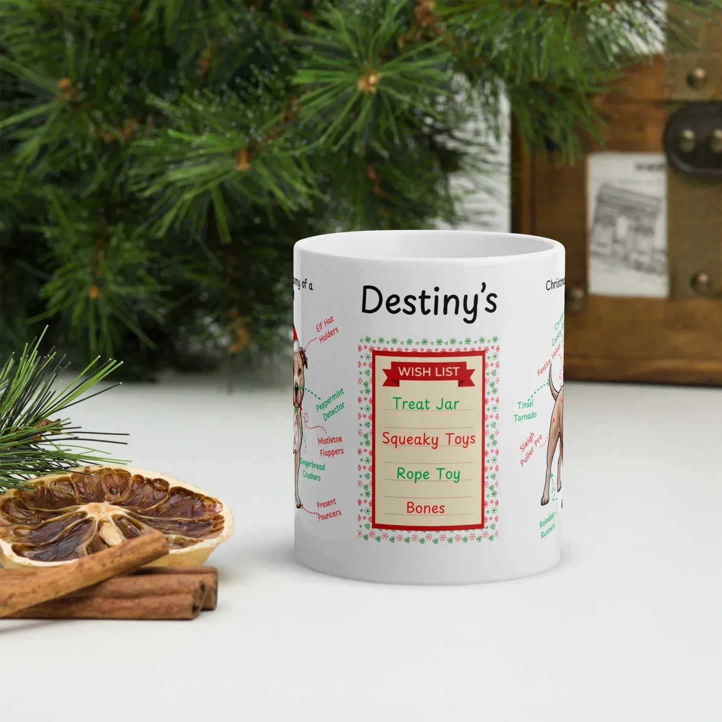 Shop our premium pitbull fawn christmas anatomy mug from MySisterIsASurvivor.