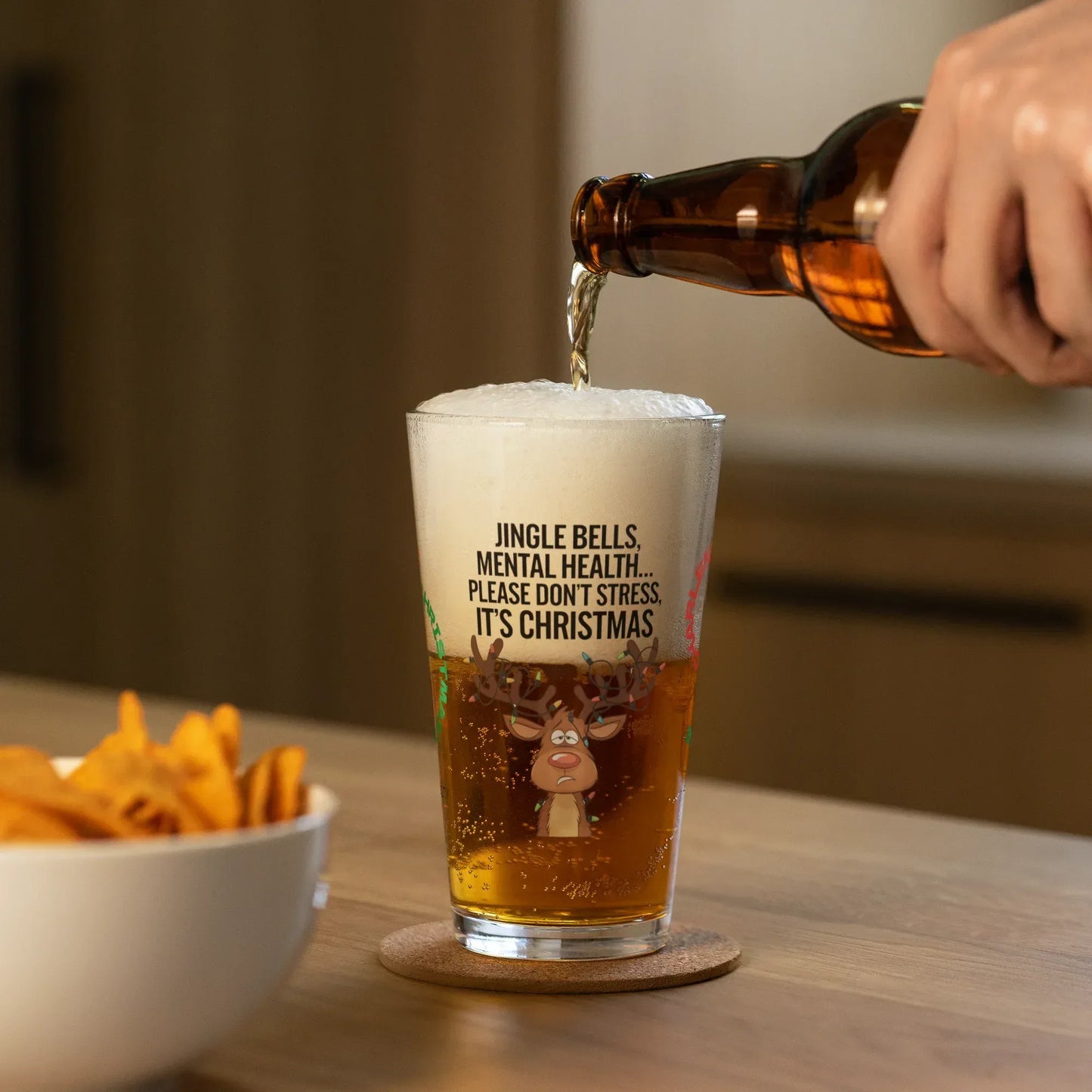 Shop our premium jingle bells mental health christmas pint glass 1 from MySisterIsASurvivor.