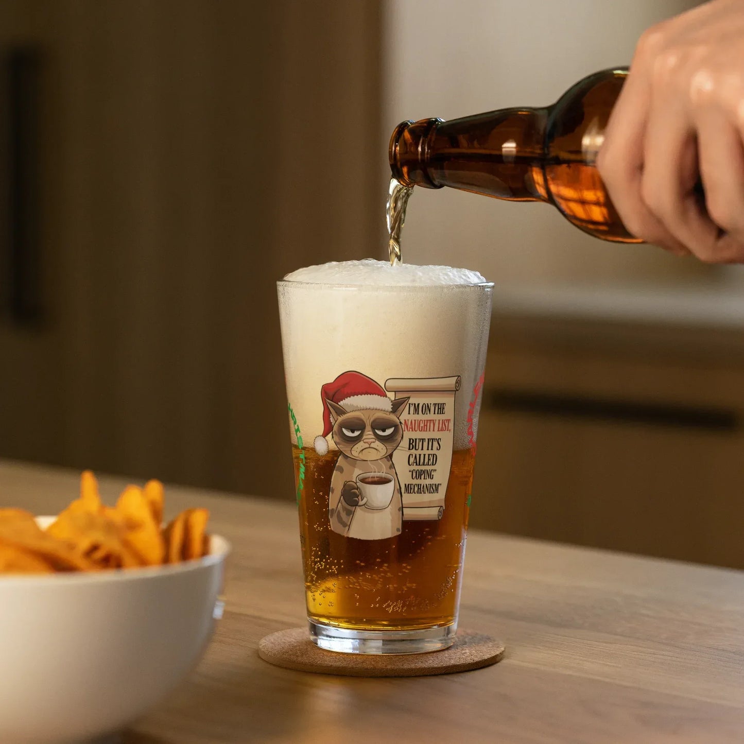 Shop our premium im on the naughty list christmas pint glass 4 from MySisterIsASurvivor.