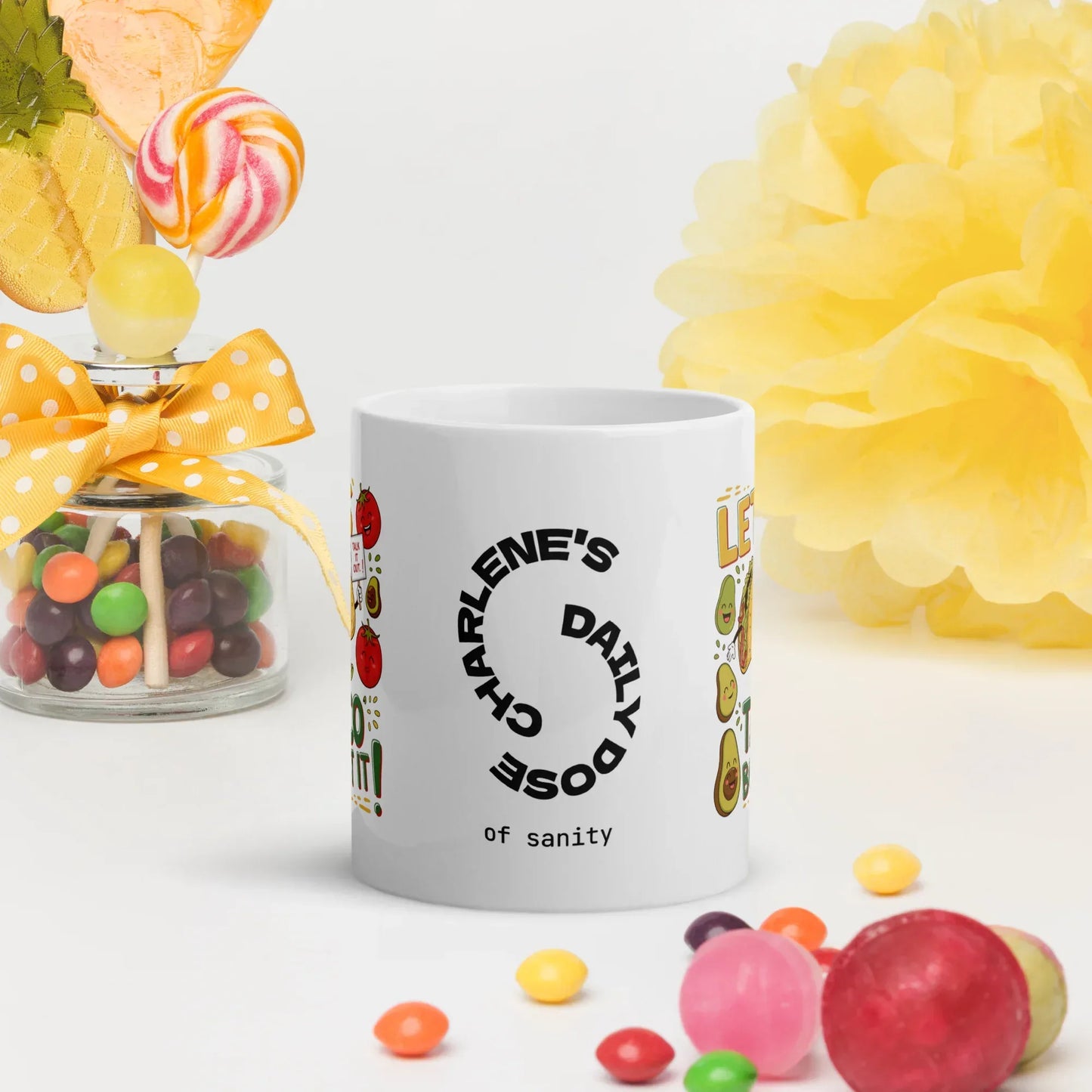 Shop our premium lets taco bout it mug 1 from MySisterIsASurvivor.