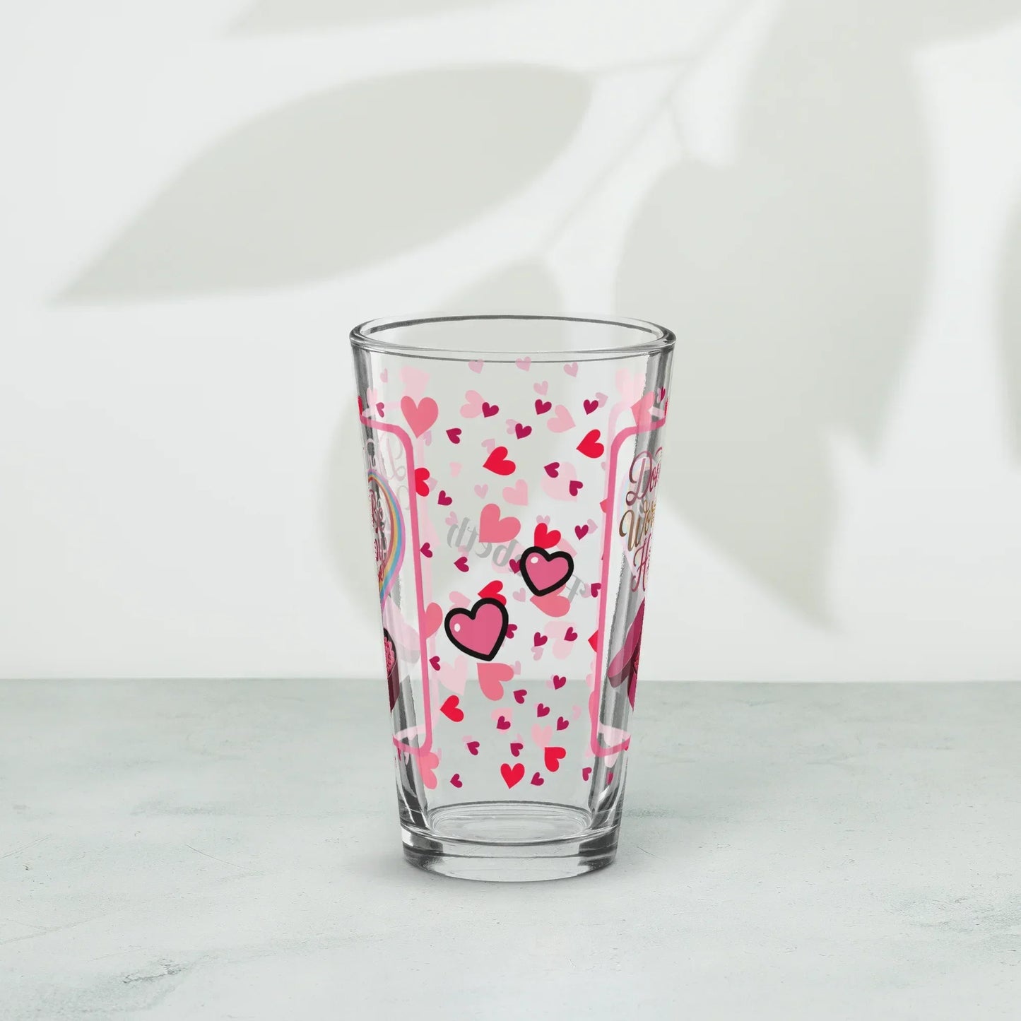 Shop our premium dont worry be happy valentines day pint glass from MySisterIsASurvivor.