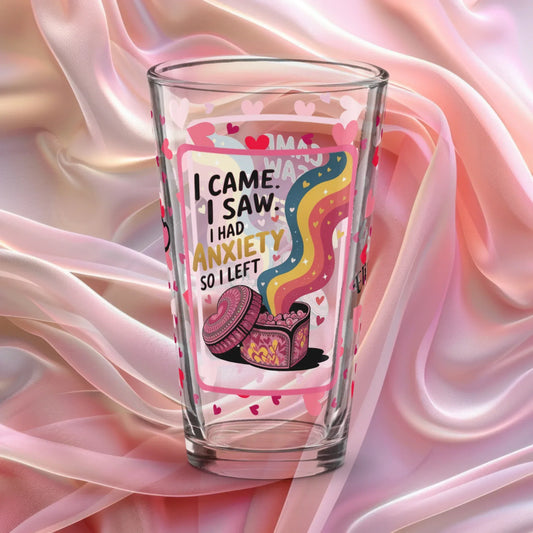 Shop our premium i came i saw valentines day pint glass from MySisterIsASurvivor.