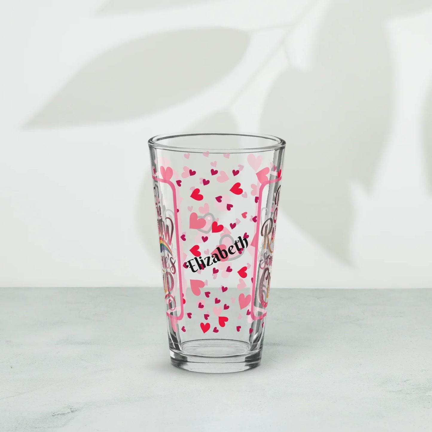 Shop our premium be the rainbow valentines day pint glass from MySisterIsASurvivor.