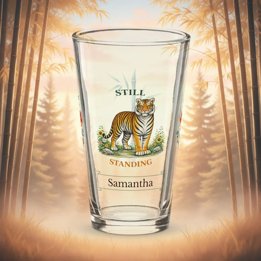 Shop our premium still standing tiger pint glass from MySisterIsASurvivor.