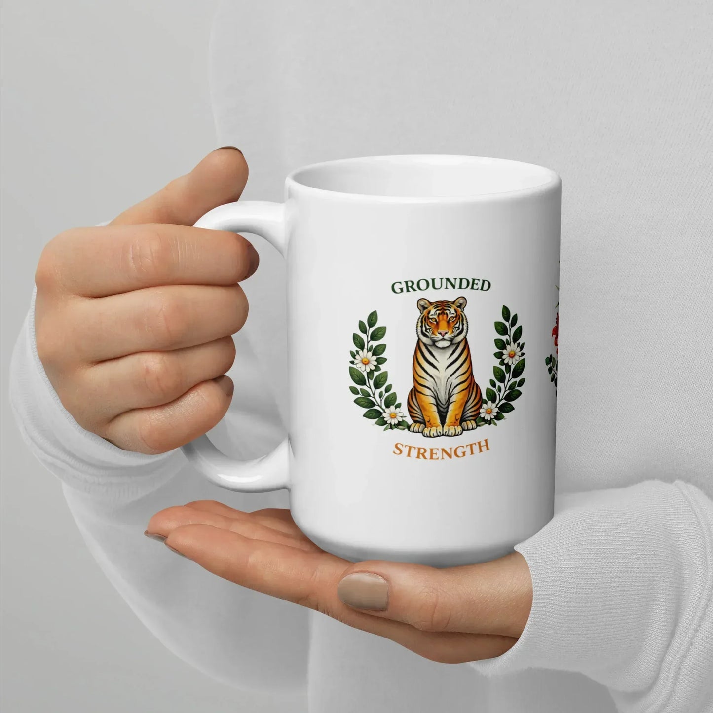 Shop our premium grounded strength tiger mug from MySisterIsASurvivor.