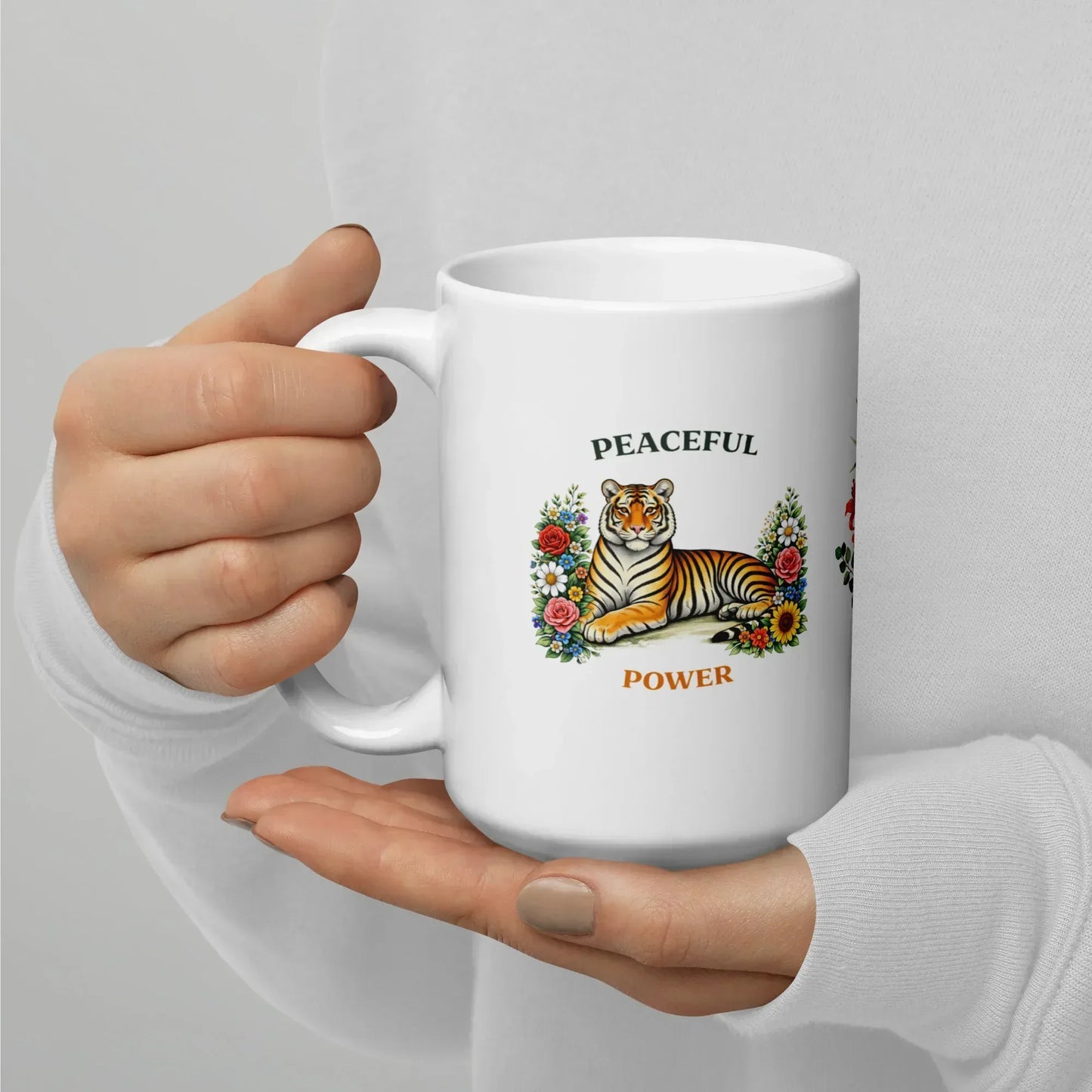 Shop our premium peaceful power tiger mug from MySisterIsASurvivor.