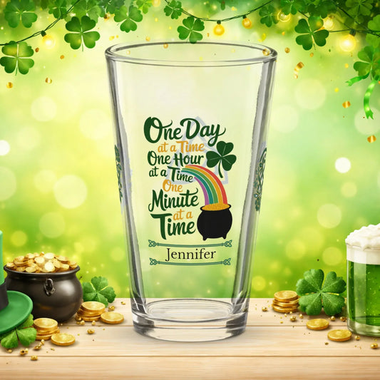 Shop our premium one day one hour one minute st patrick pint glass from MySisterIsASurvivor.