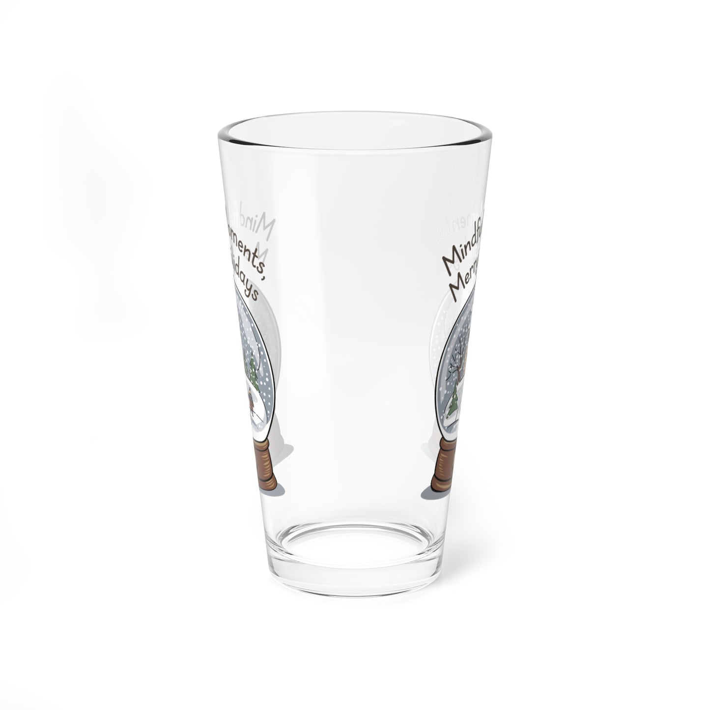 Mindful Moments, Merry Holidays, Christmas Pint Glass, 16oz
