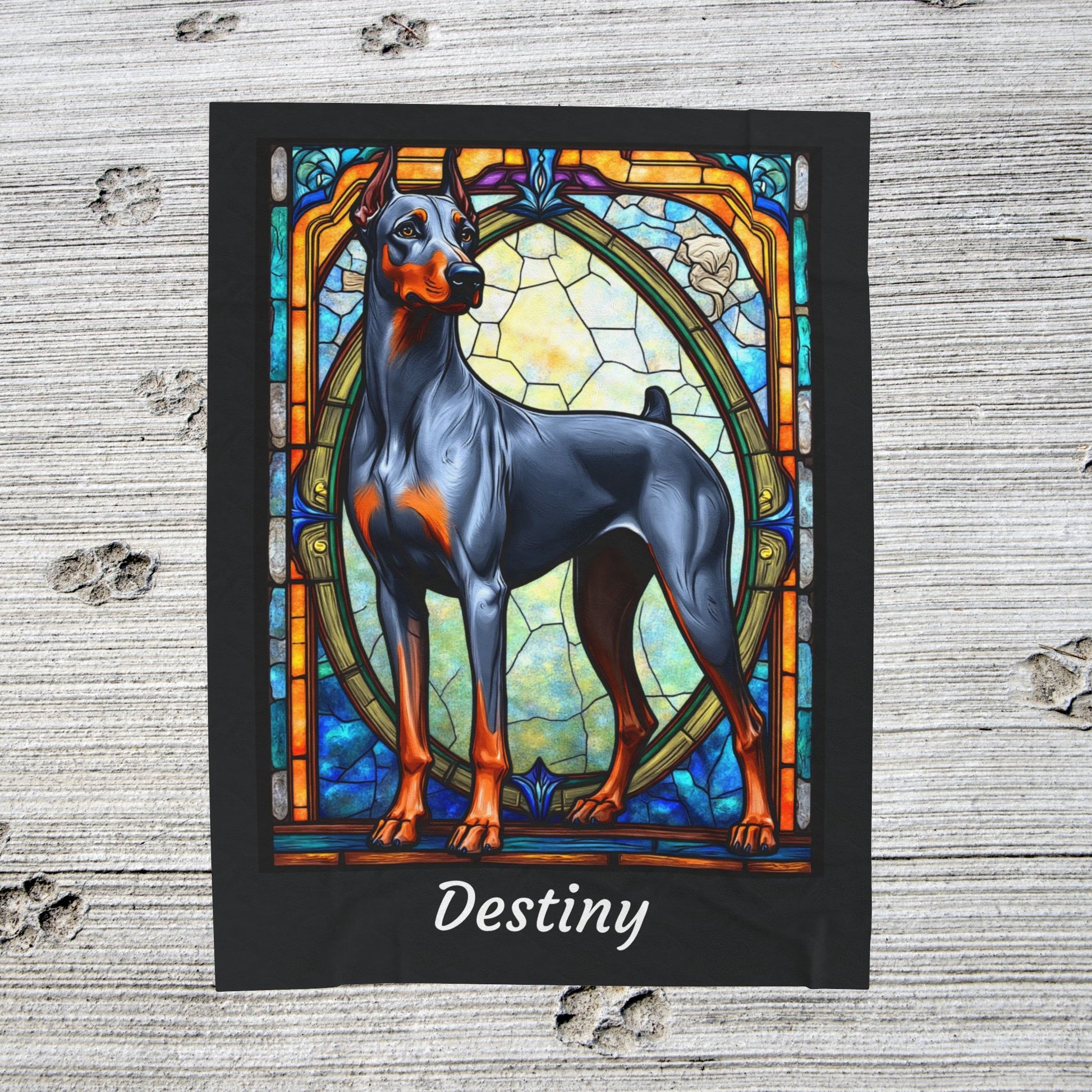 Doberman Blue & Rust Coat Blanket, Personalized Dog Lover Throw, Custom Gift for Humans