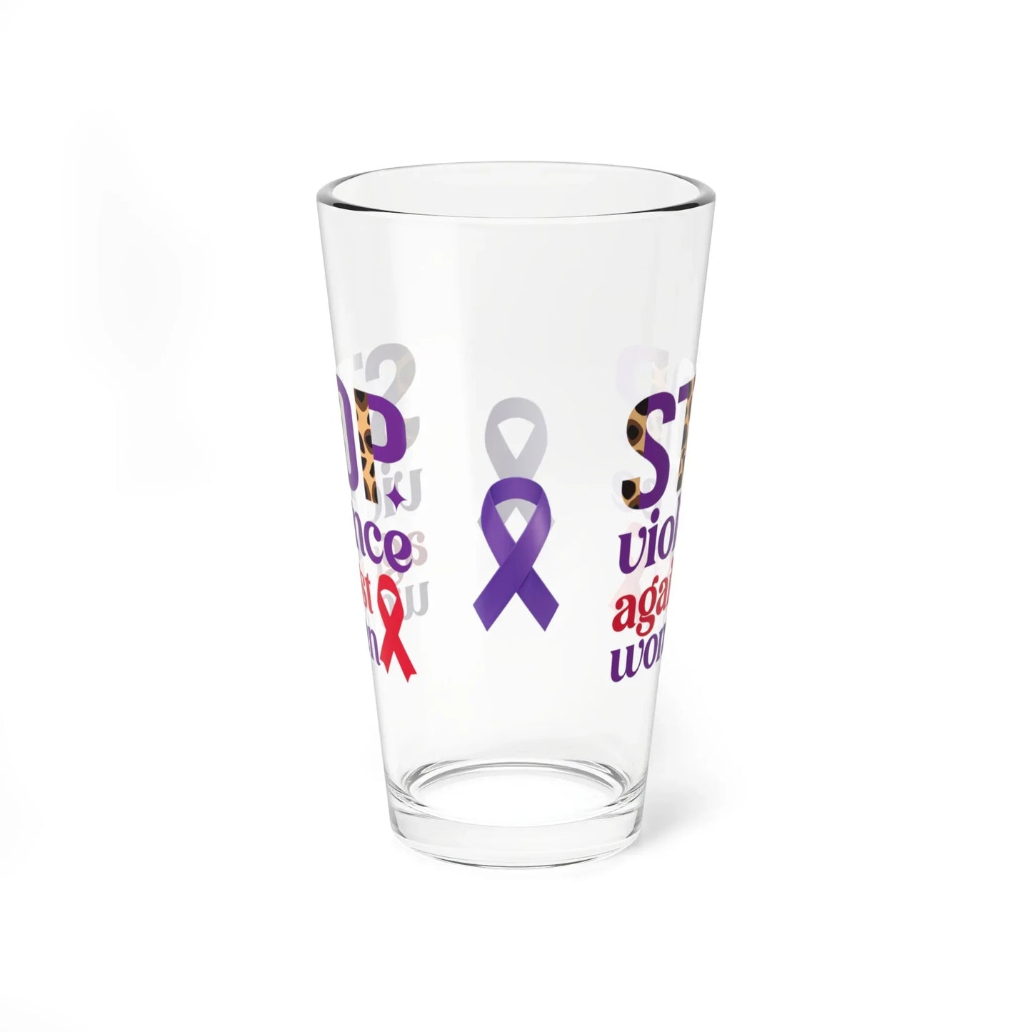 Shop our premium stop violence against women pint glass 16oz from MySisterIsASurvivor.