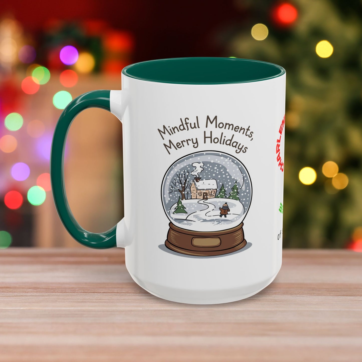 Mindful Moments Merry Holidays Mug - Personalized Self-Care Mug, Christmas Mental Health Gift with Accent Color