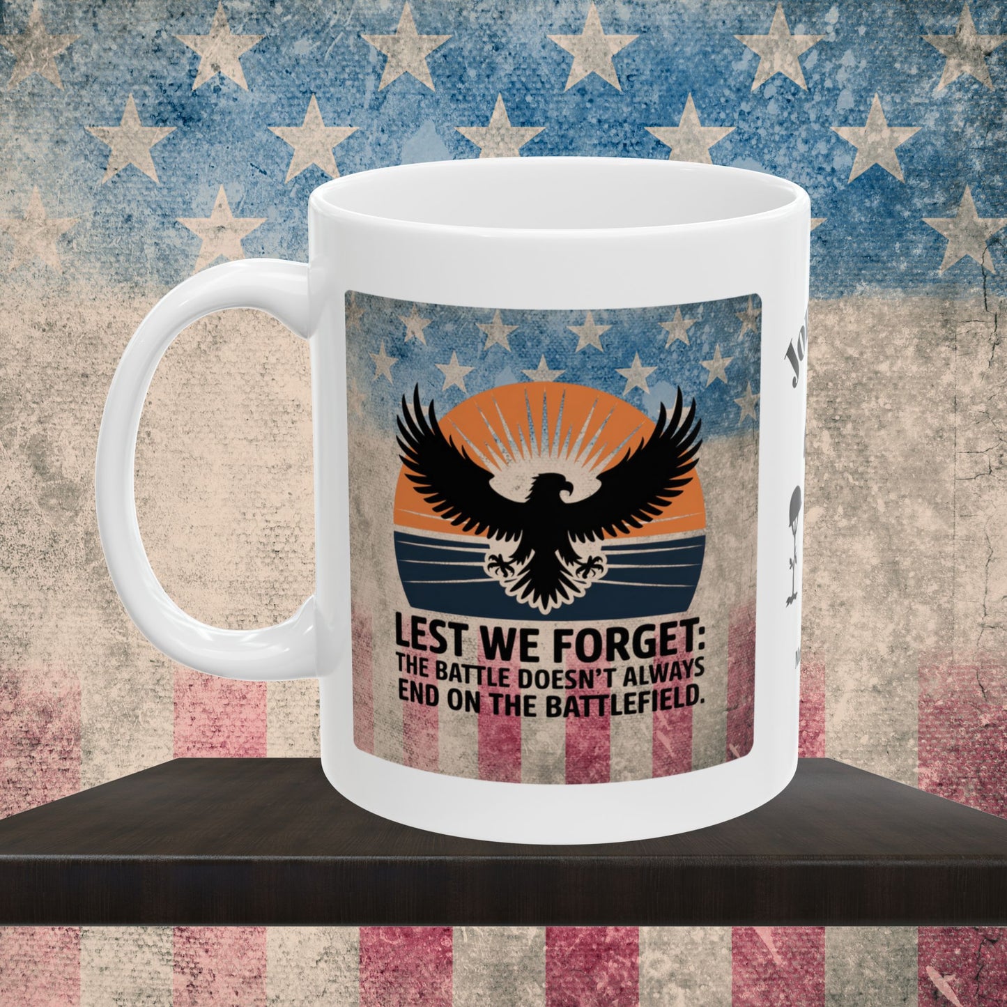 Personalized Memorial Day Mug - "Lest We Forget" PTSD Support Tribute