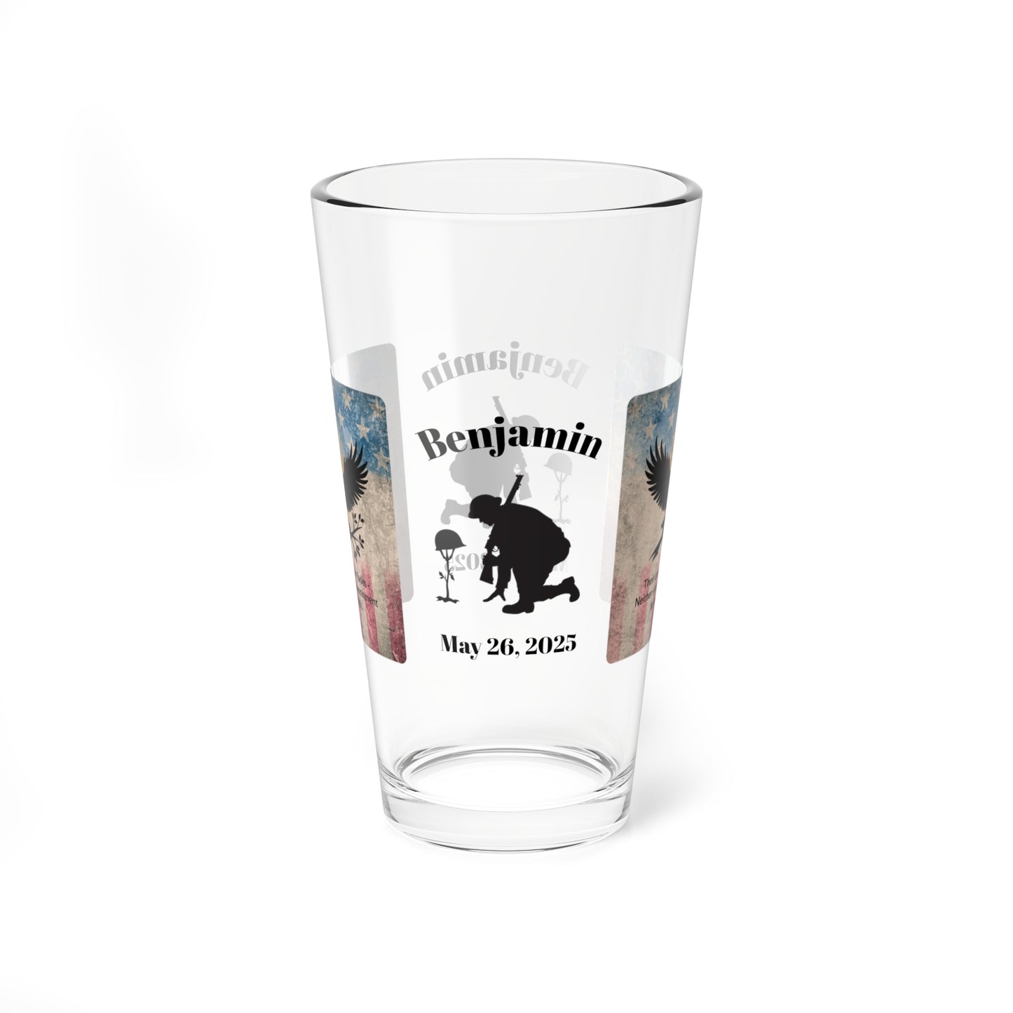 Personalized Memorial Day Pint Glass - "Their Courage Never Fades", PTSD Awareness Gift for Veterans & Memorial Days