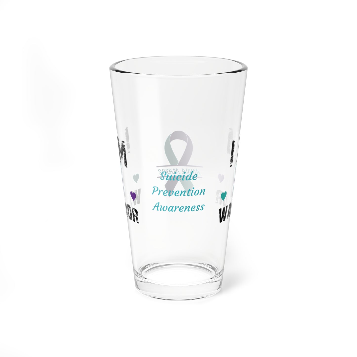 I am of a Warrior: Personalized Suicide Prevention Awareness Warrior Pint Glass - Proud Family Member