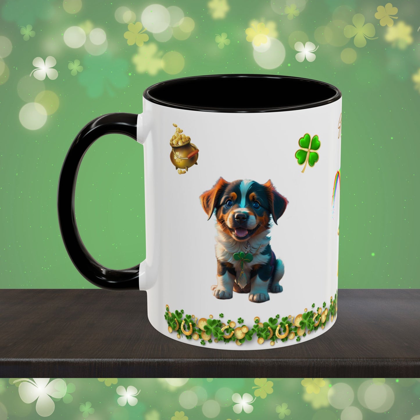 Shamrock Snuggles: St. Patrick's Day Two-Tone Coffee Mug - Festive Ceramic Mug for Positivity & Mindfulness