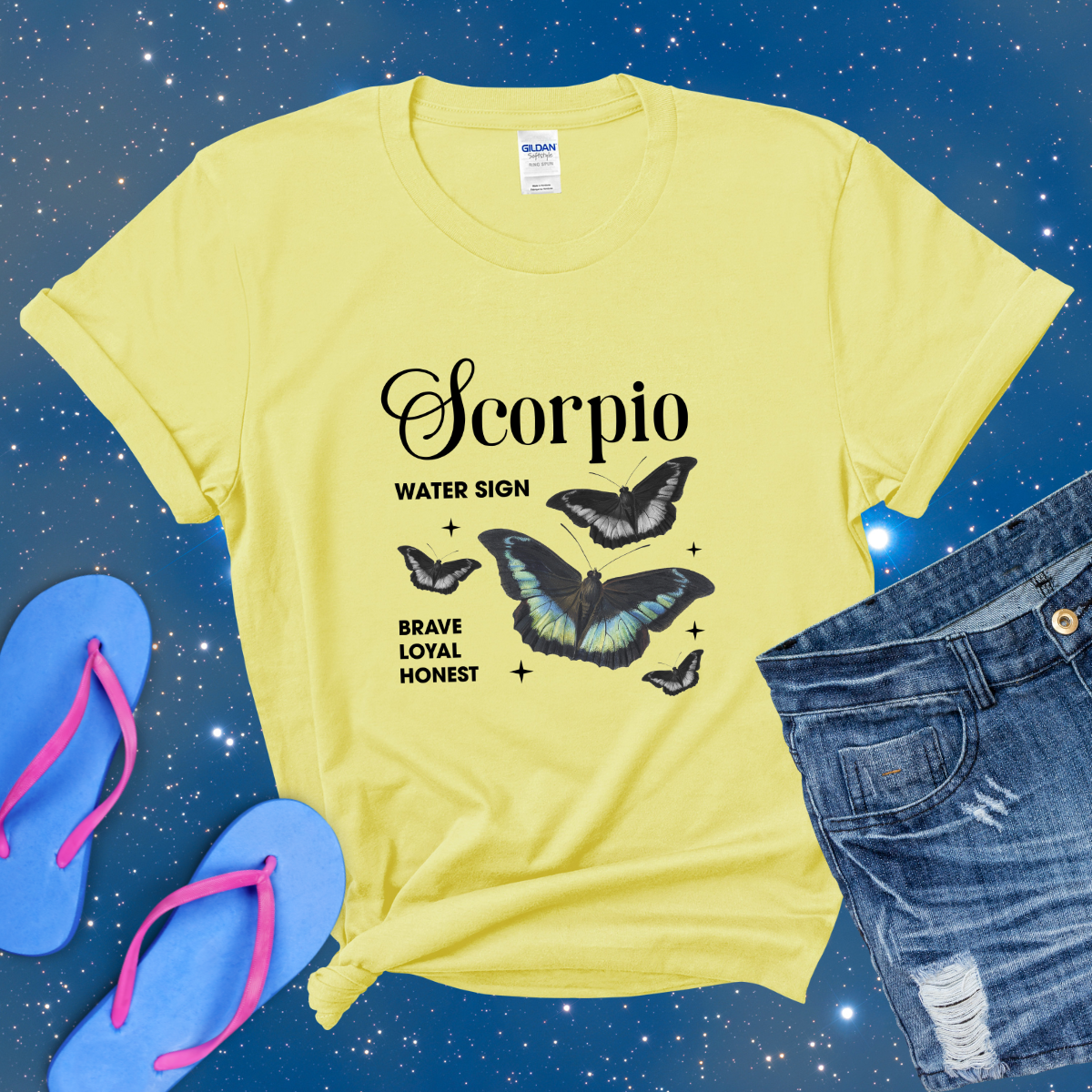 Scorpio Butterfly Zodiac T-Shirt, astrology horoscope shirt, Scorpio birthday gift tee for men or women
