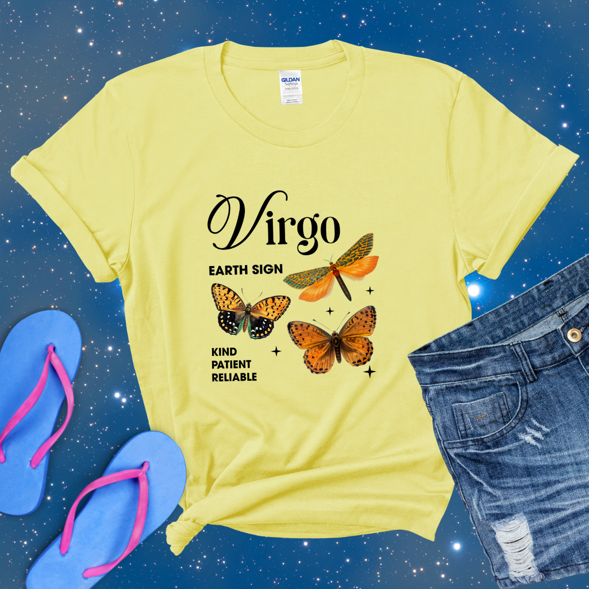 Virgo Butterfly Zodiac T-Shirt, astrology horoscope shirt, Virgo birthday gift tee for men or women