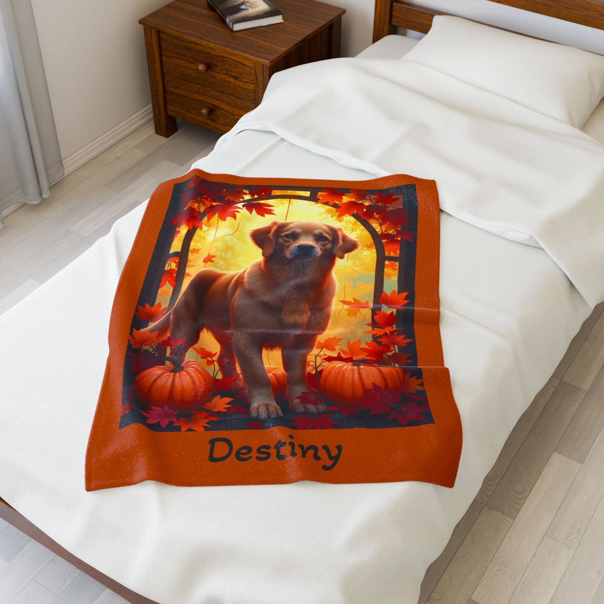 Golden Retriever Dark Coat Velveteen Plush Blanket, Personalized Dog Throw Gift