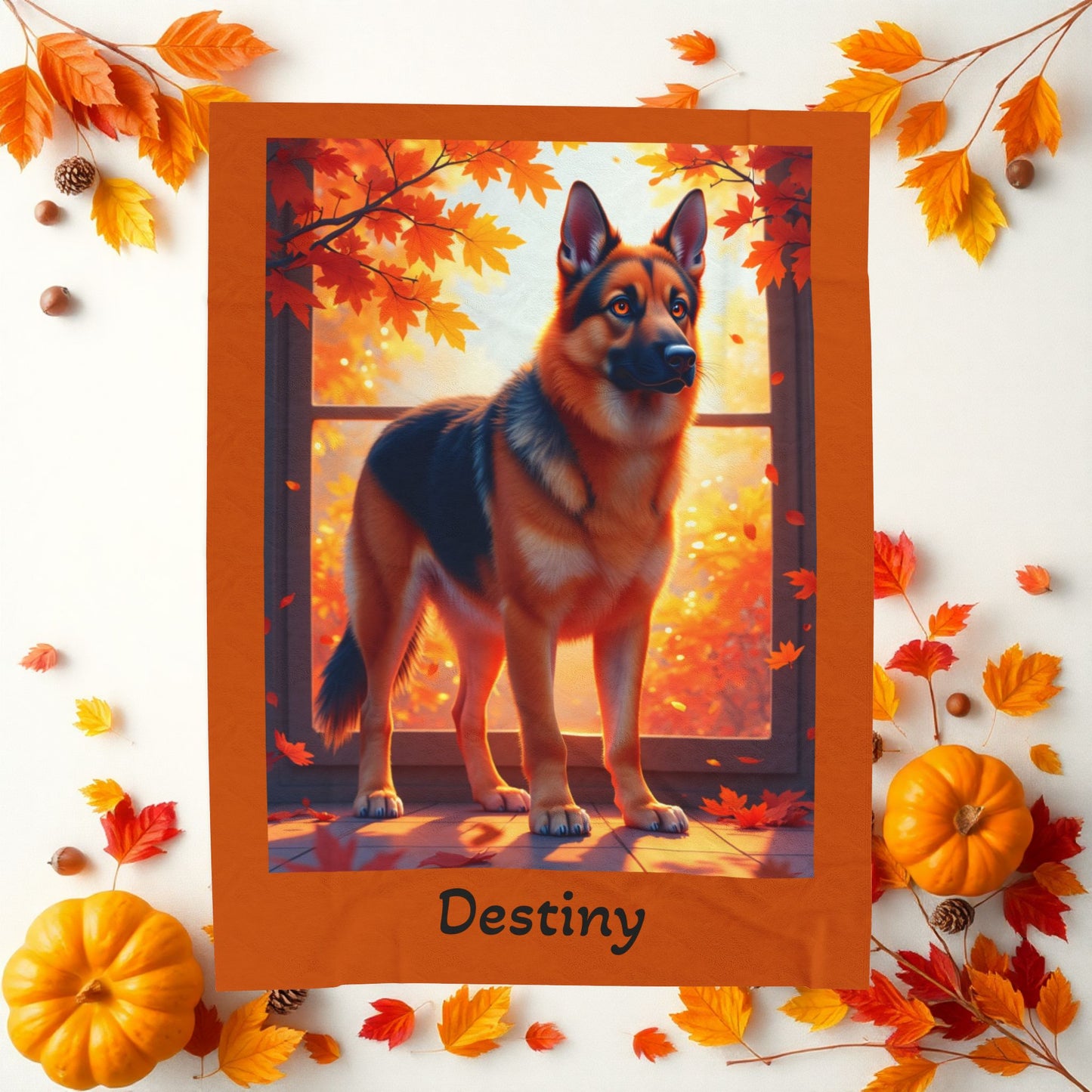 Black and Red German Shepherd velveteen plush blanket, personalized dog throw for GSD parents - MySisterIsASurvivor