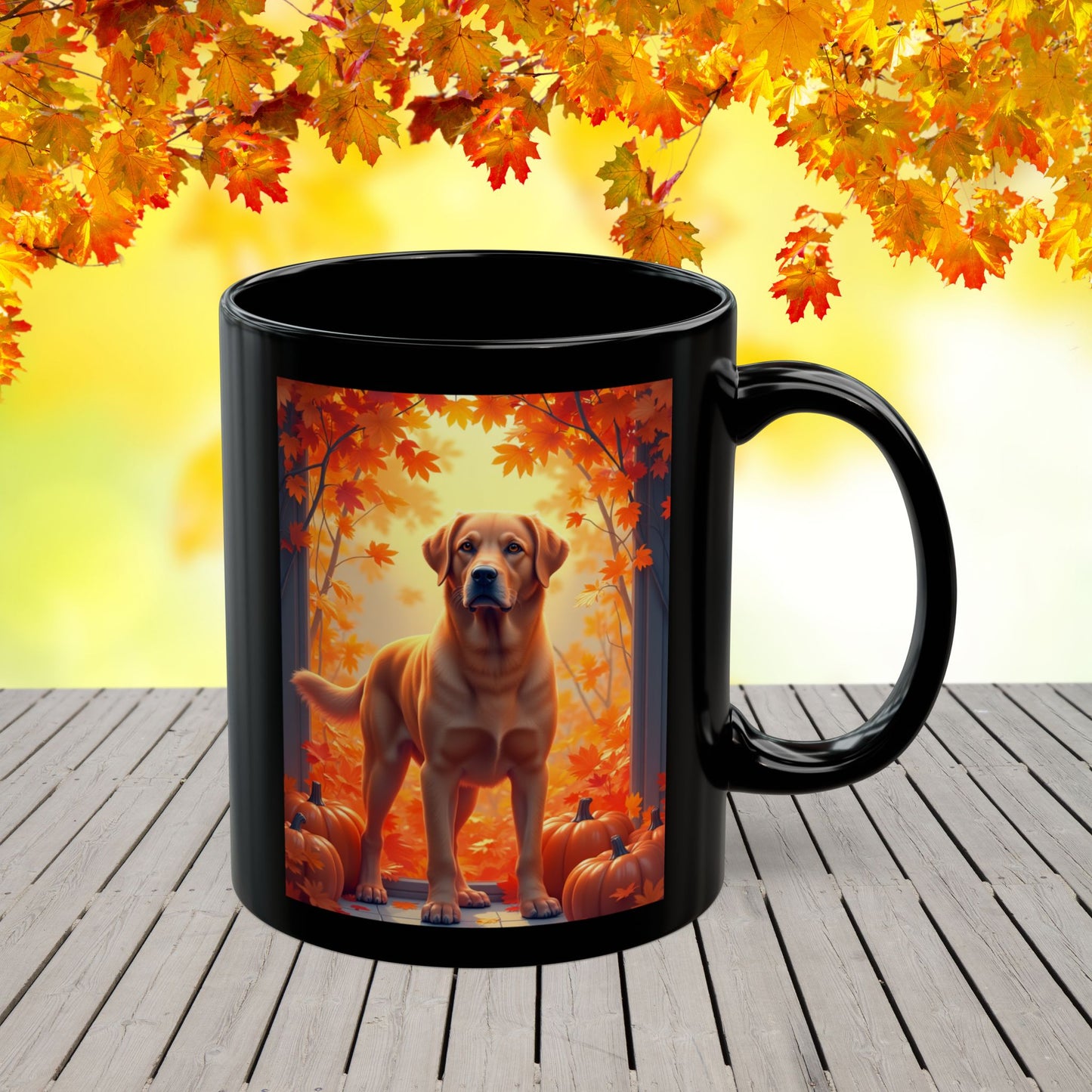 Fox Red Labrador autumn mug, personalized coffee cup, custom lab dog lover gift - MySisterIsASurvivor