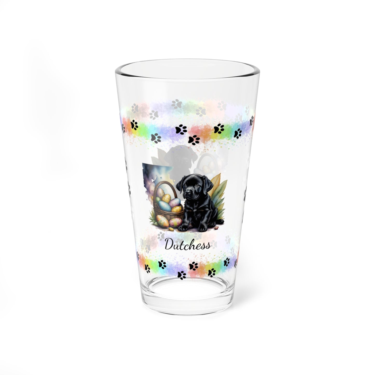 Black Labrador Personalized Easter Puppy 16oz Pint Glass - Custom Dog Design, Mental Health Gift, Easter Décor, and Festive Celebrations