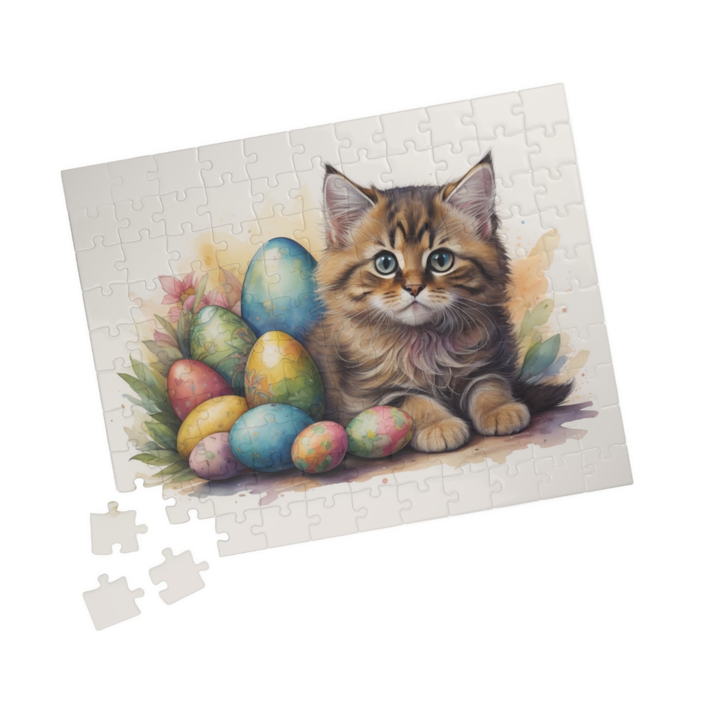 Siberian Easter Kitten Puzzle - Cat Lovers, Mental Health Benefits, Holiday Fun, Mindfulness, Stress Relief, Festive Gift