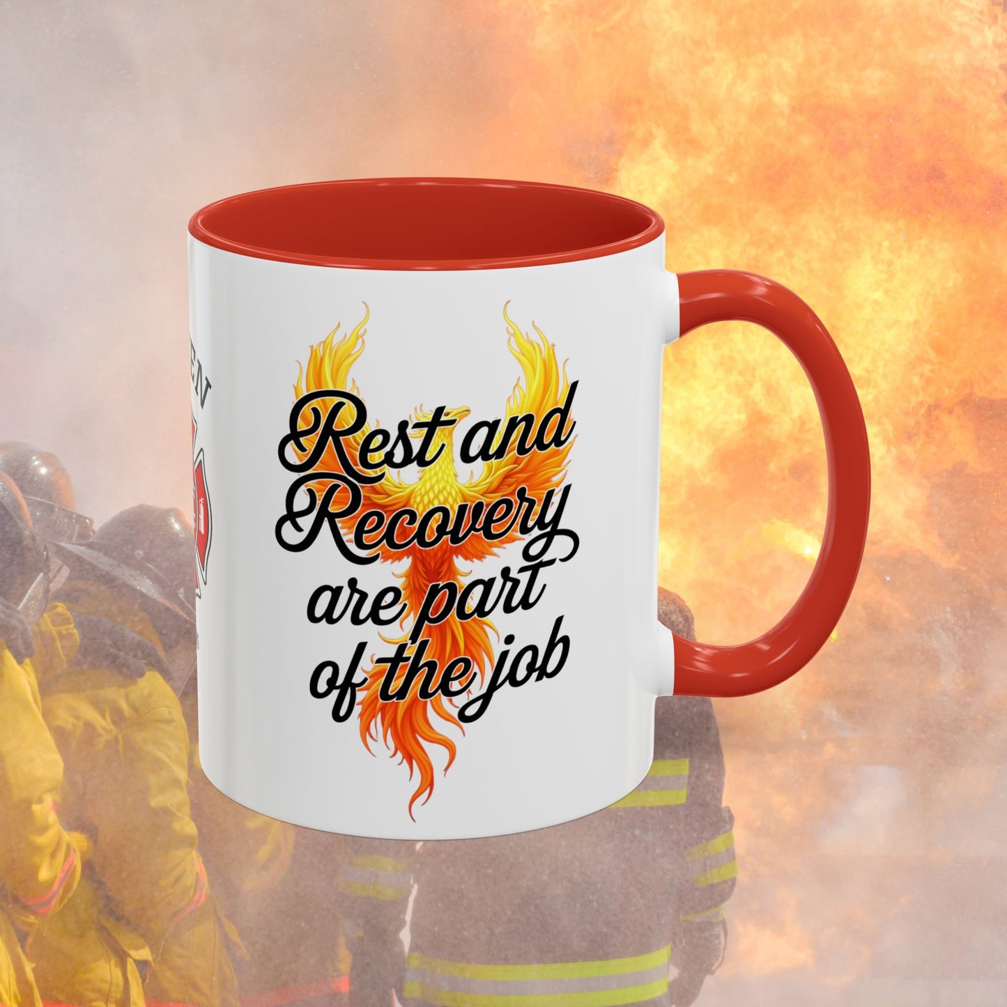 Rest and Recovery Matter burnout relief and healing mug for firefighters