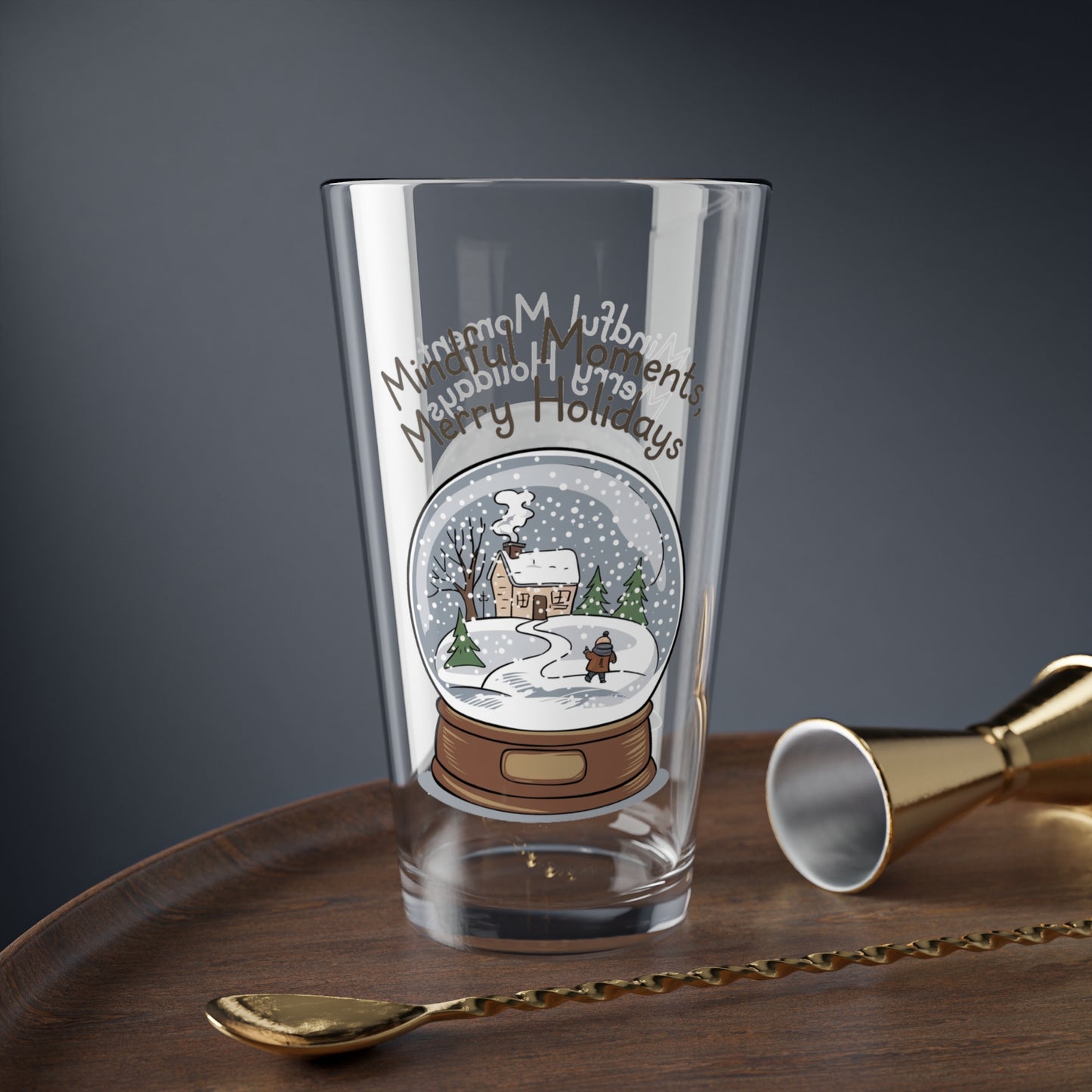 Mindful Moments, Merry Holidays, Christmas Pint Glass, 16oz