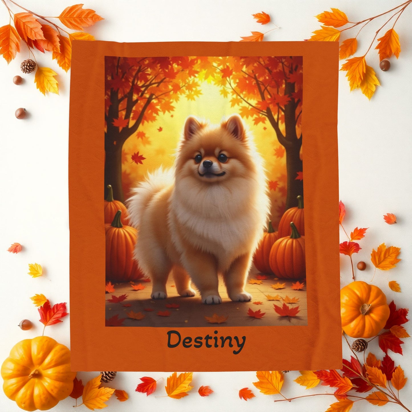 Cream Sable Pomeranian velveteen plush blanket, cozy dog lover throw for home decor and perfect pet parent gift