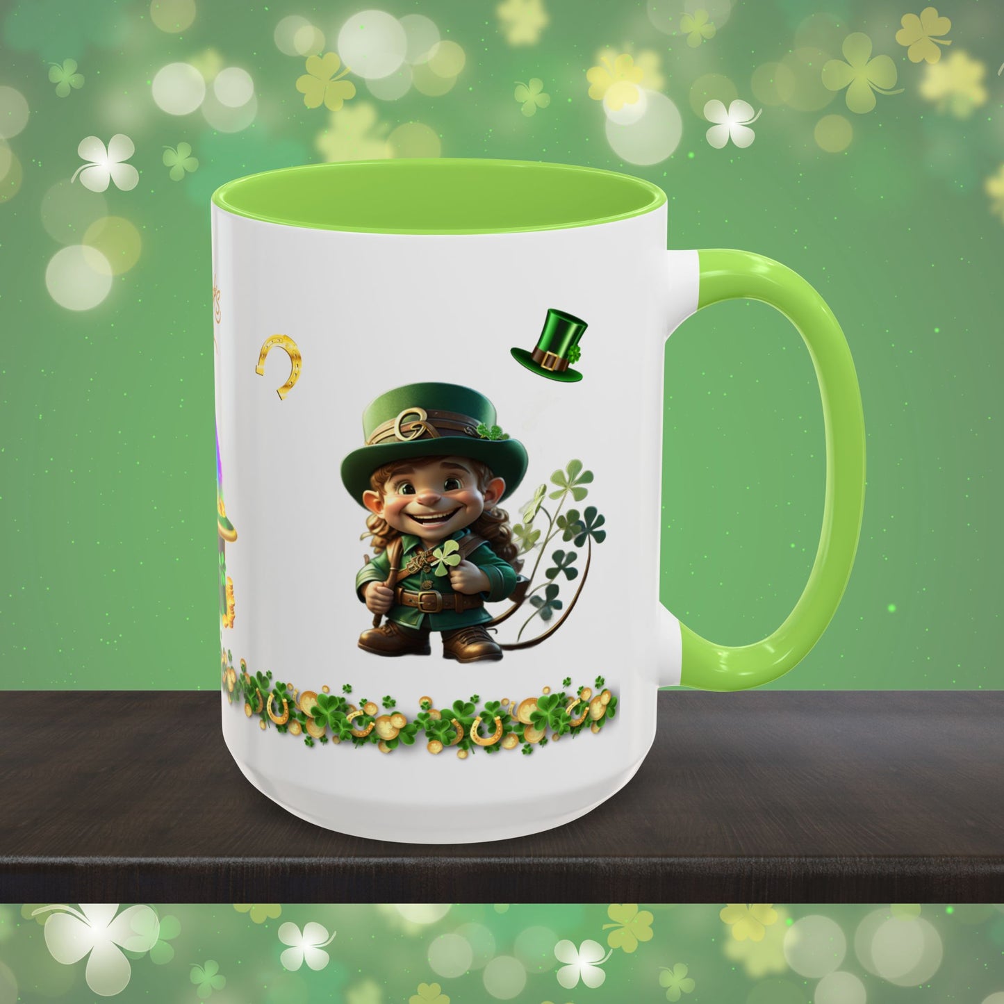 Little Luck Charm: St. Patrick's Day Two-Tone Coffee Mug - Festive Ceramic Mug for Positivity & Mindfulness