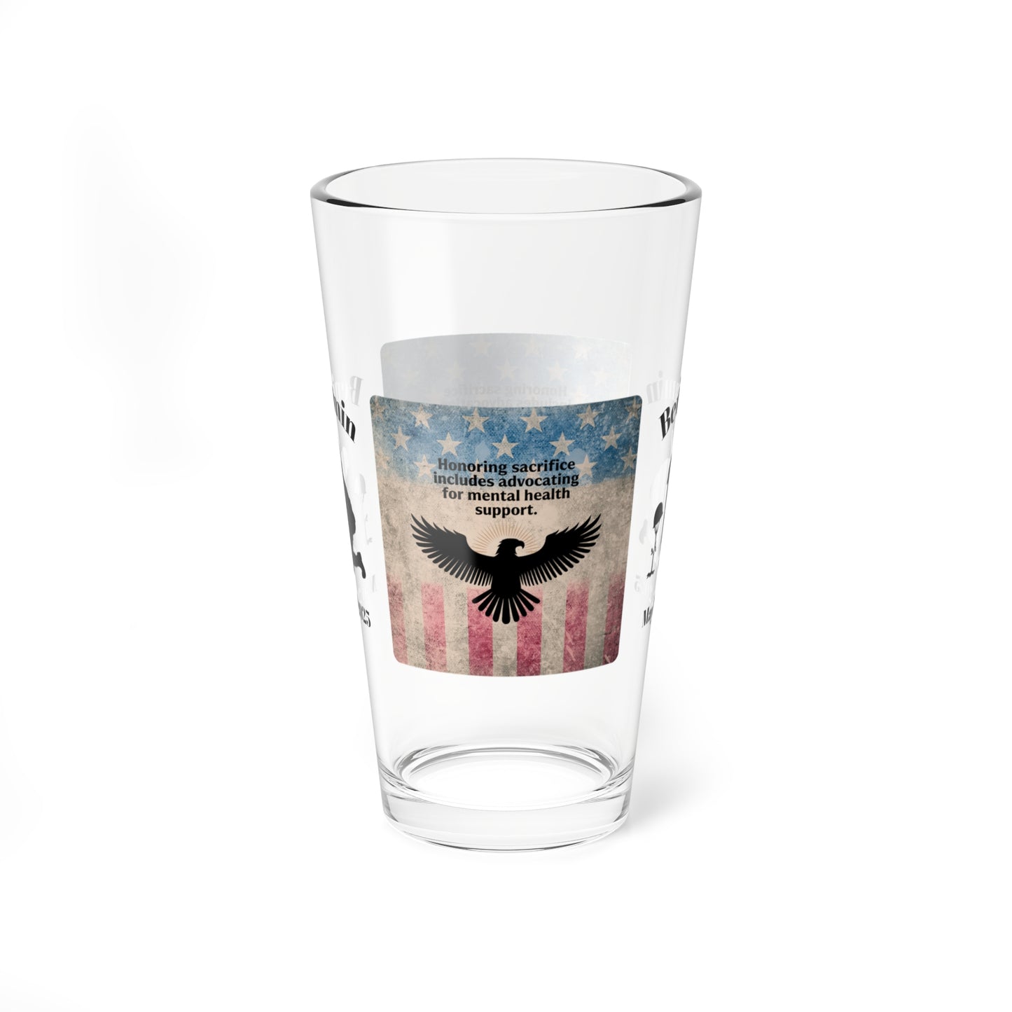 Personalized Memorial Day Pint Glass - "Honoring Sacrifice", PTSD Awareness Gift for Veterans & Memorial Days