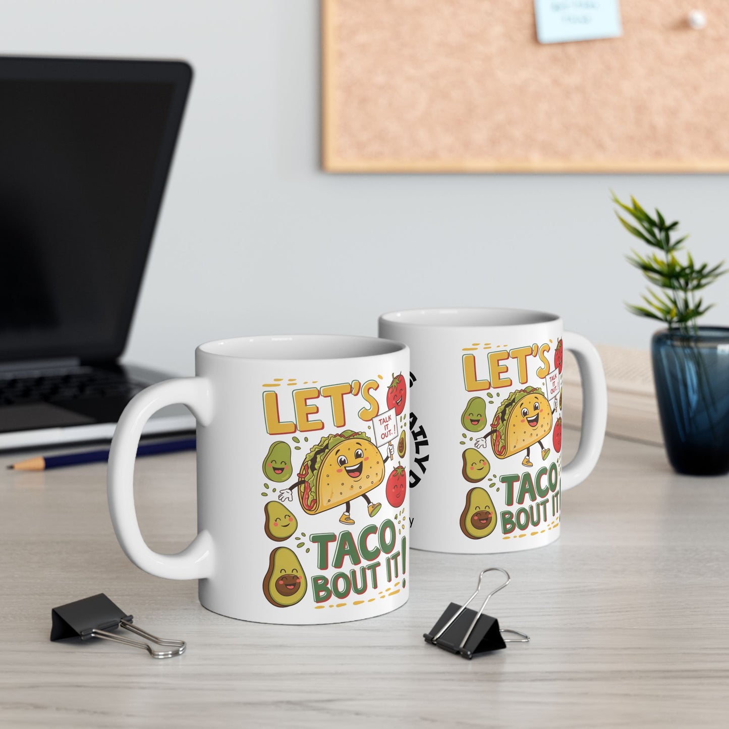 Let's Taco Bout It Funny Mental Health Mug, Stylish Ceramic Coffee Cup, Positive Affirmation Gift, Anxiety Relief, Self-Care Mug, Therapist Office Décor