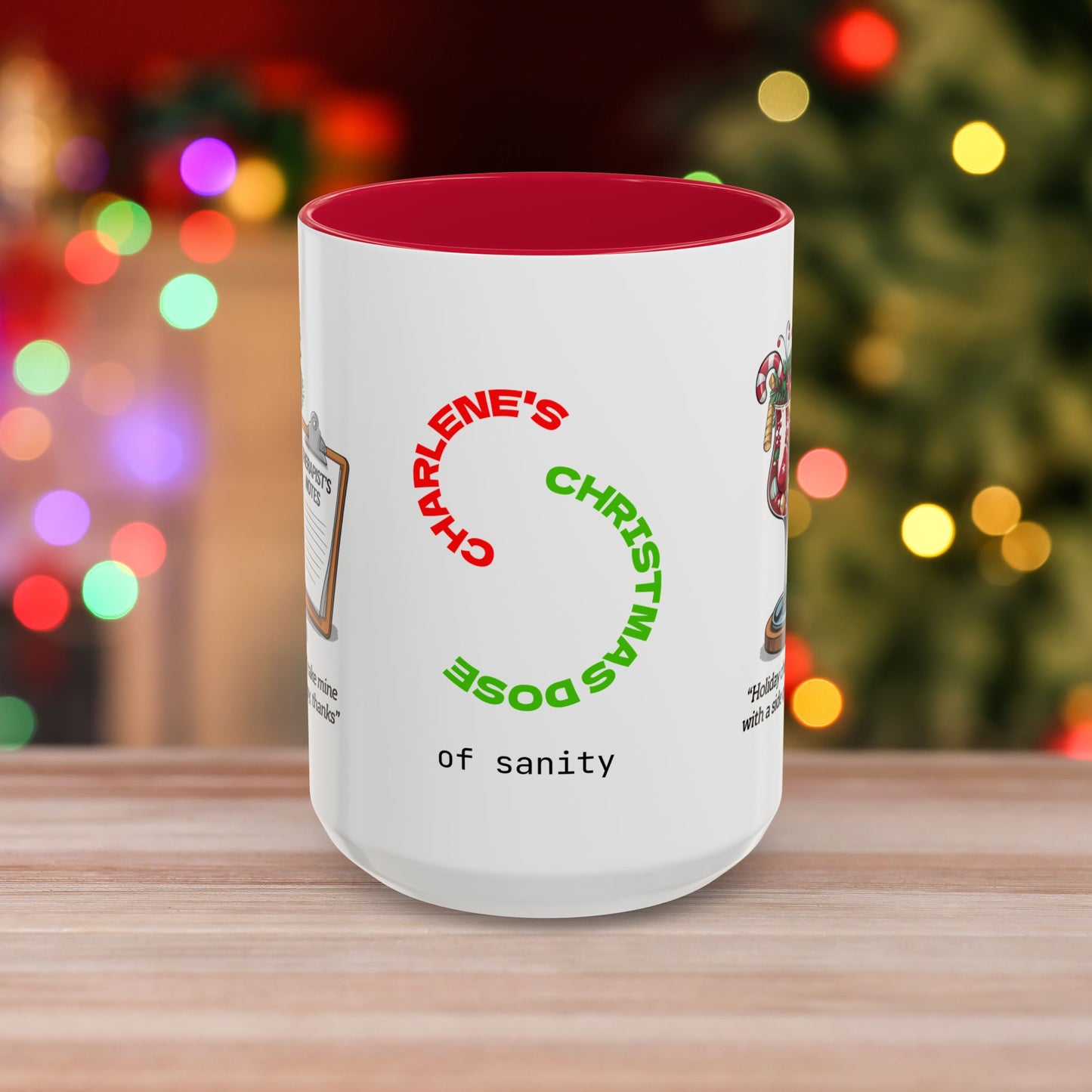 Holiday Cheer? I'll Take Mine With A Side Of Therapy, Thanks – Colorful Christmas Mug with Accent Color