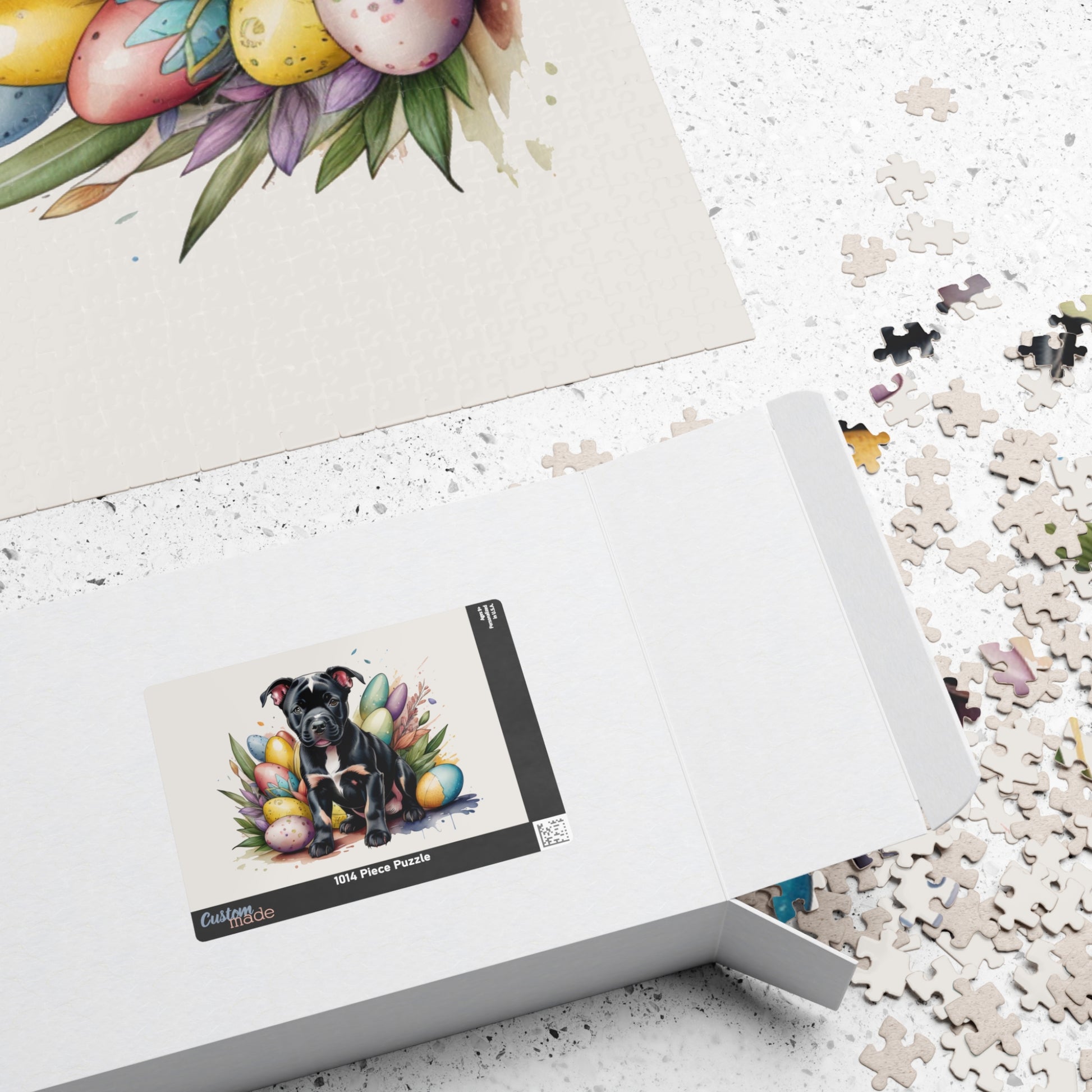 Pitbull (Black) Easter Puppy Puzzle - Dog Lovers, Mental Health Benefits, Holiday Fun, Mindfulness, Stress Relief, Festive Gift