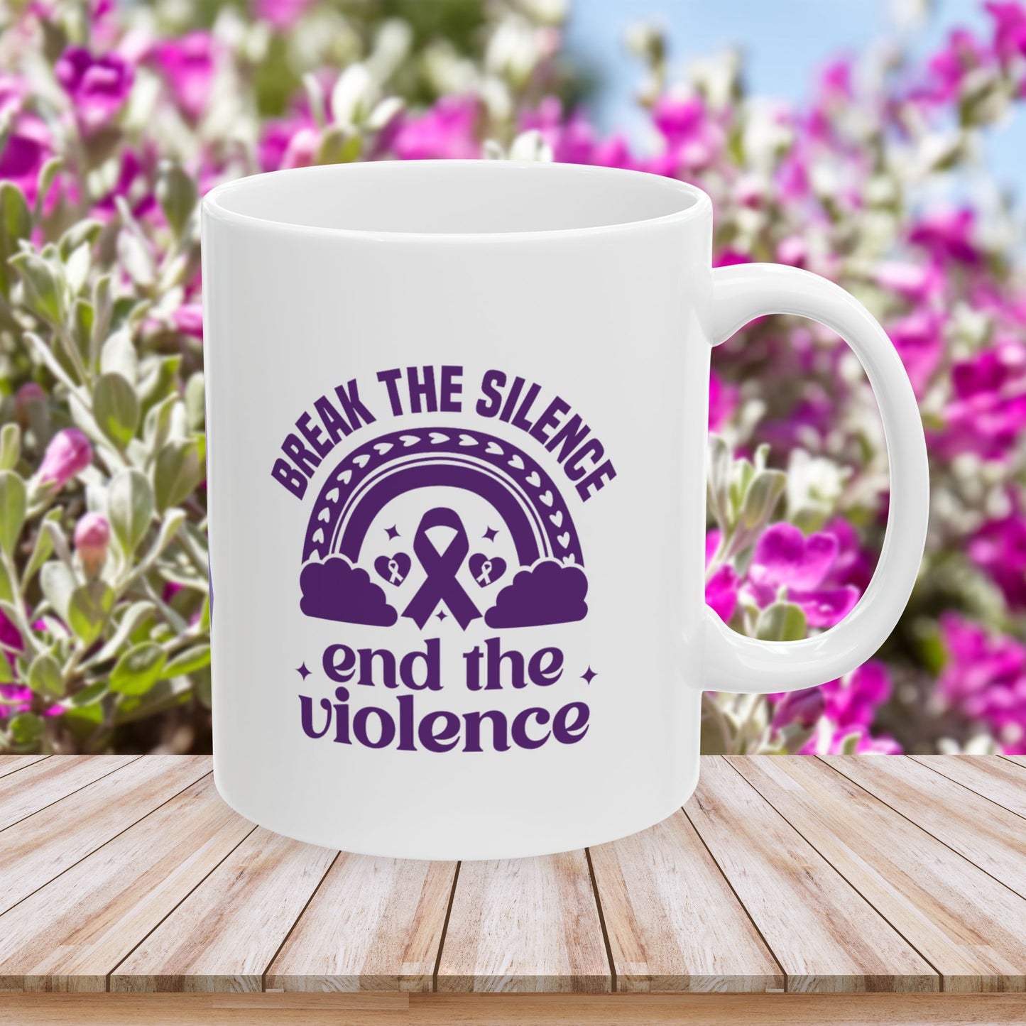 Break the Silence, End the Violence Ceramic Mug - Domestic Violence Awareness