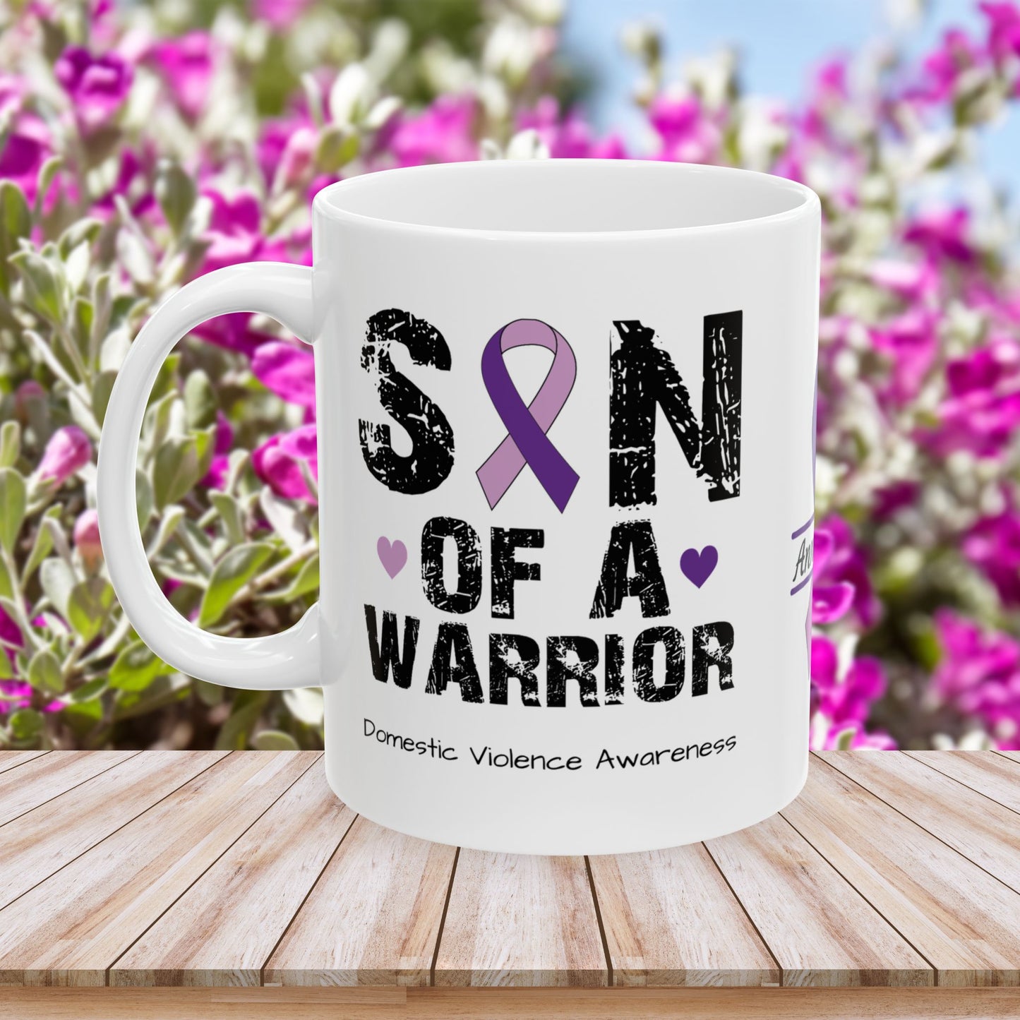 Son of a Warrior mug - custom DV awareness gift with courage and strength message