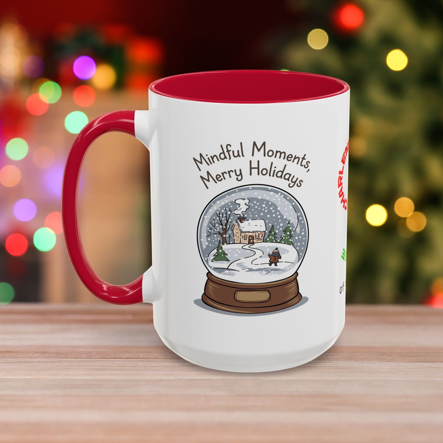Mindful Moments Merry Holidays Mug - Personalized Self-Care Mug, Christmas Mental Health Gift with Accent Color