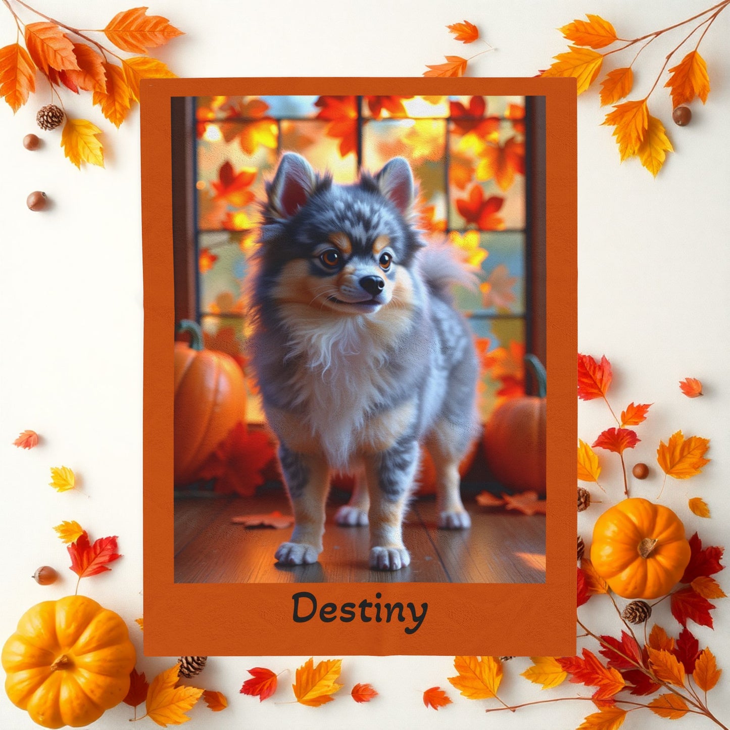 Pomeranian Blue Merle & Tan Coat Velveteen Plush Blanket, Cozy Dog Throw, Pet Lover Gift