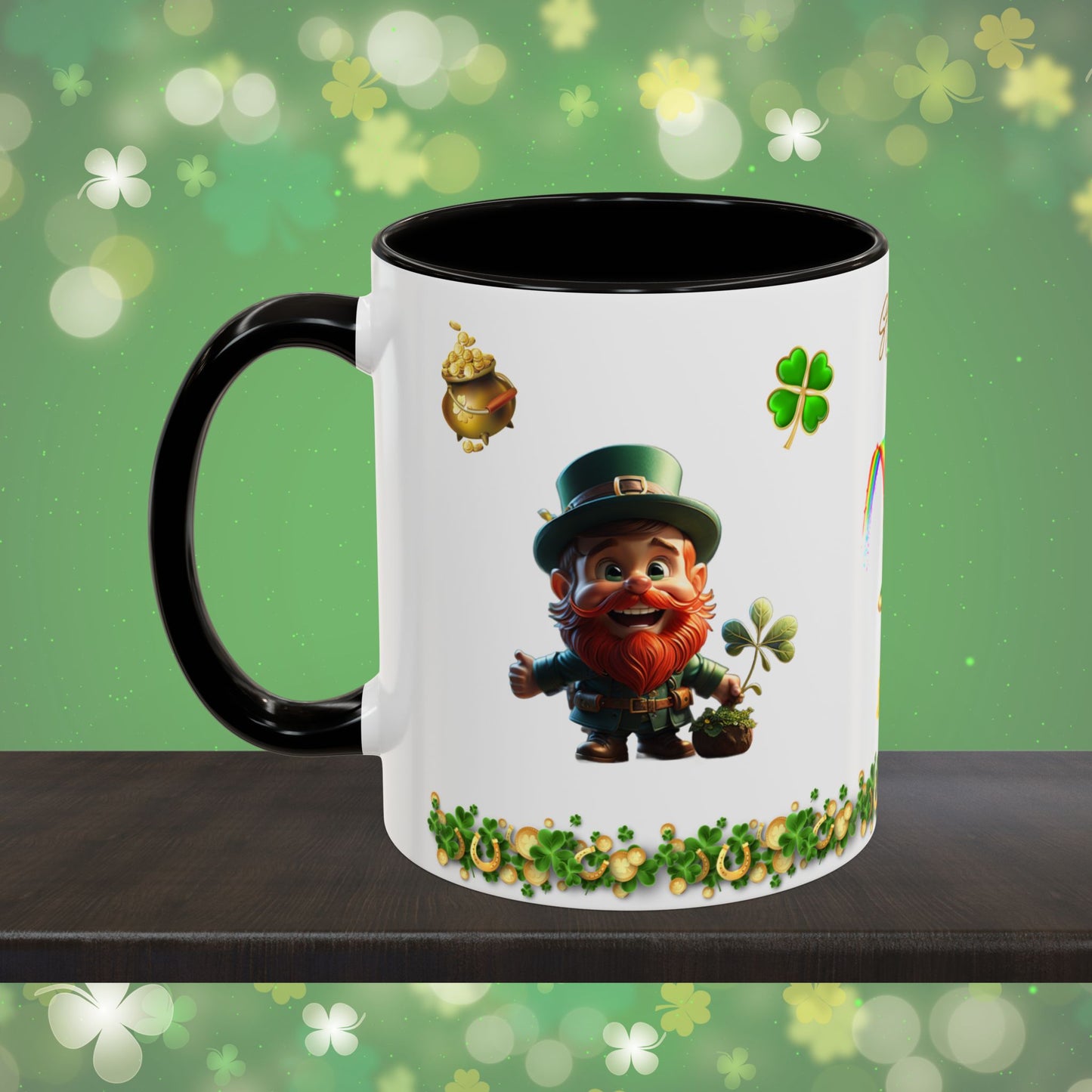 Leprechaun Glee: St. Patrick's Day Two-Tone Coffee Mug - Festive Ceramic Mug for Positivity & Mindfulness