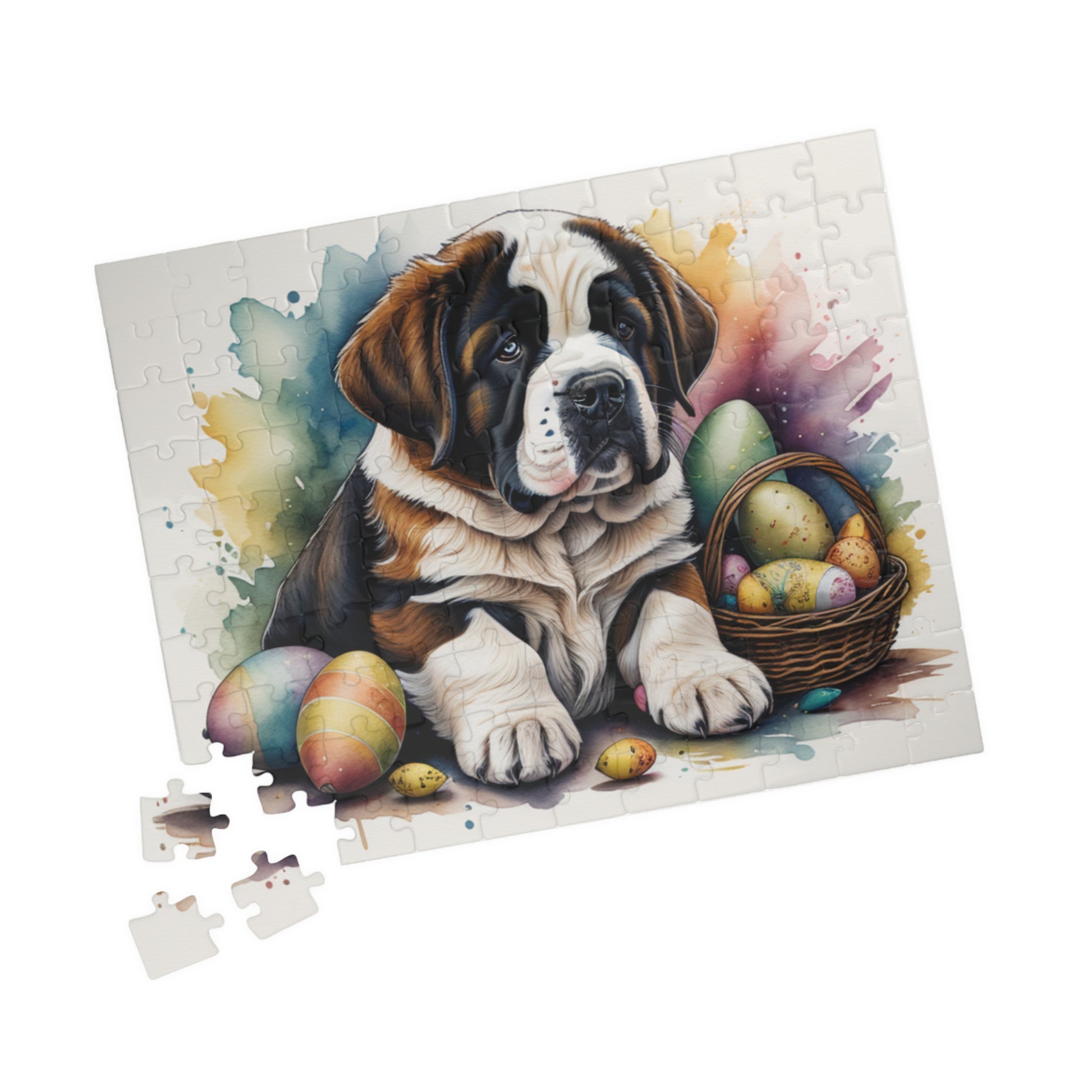 Saint Bernard Easter Puppy Puzzle - Dog Lovers, Mental Health Benefits, Holiday Fun, Mindfulness, Stress Relief, Festive Gift