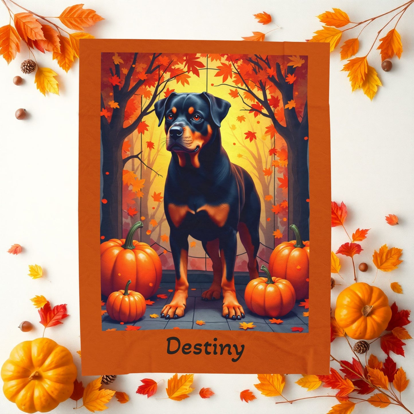 Rottweiler (Black & Tan) plush velveteen blanket, cozy dog throw, personalized gift for Rottweiler lovers