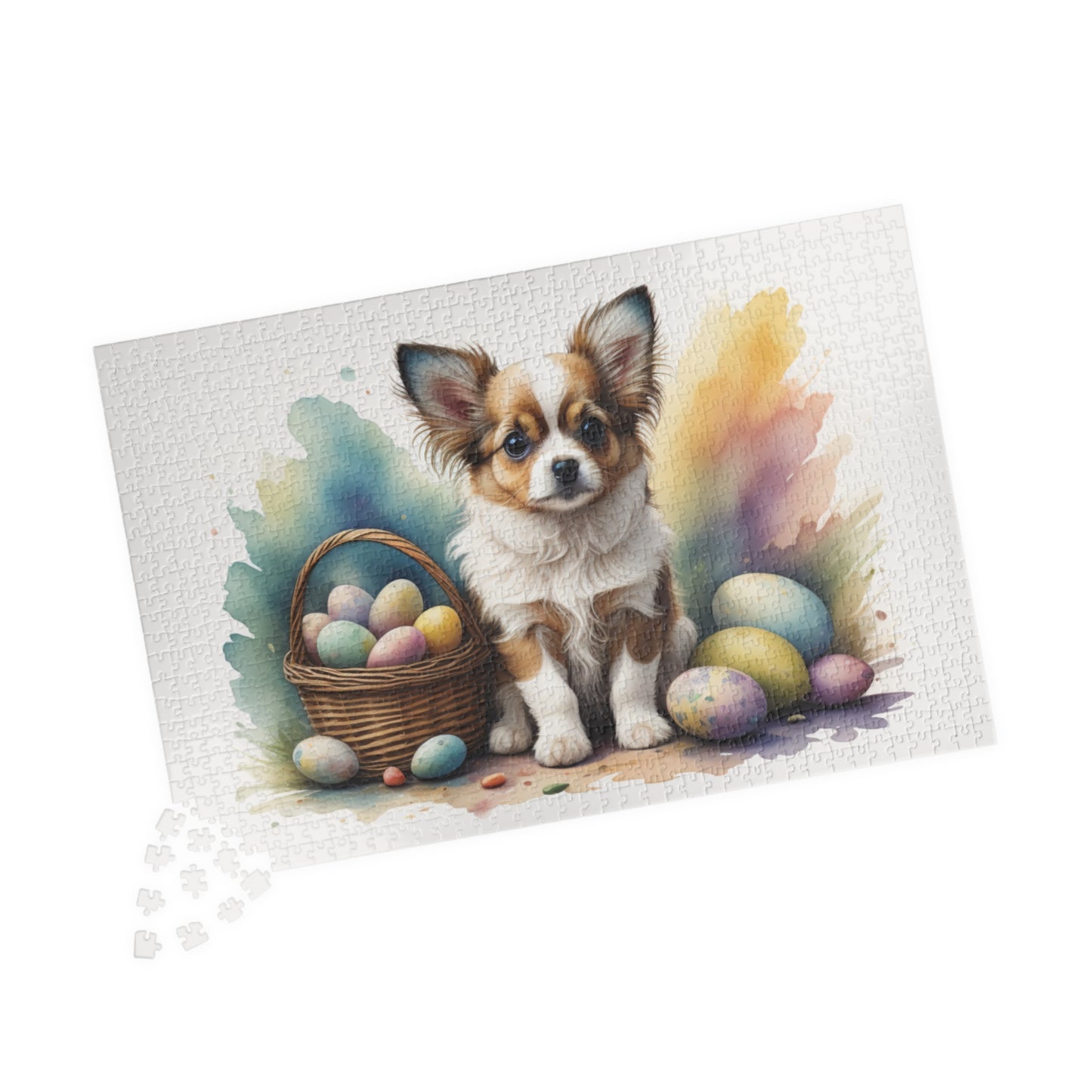 Papillon (White & Brown) Easter Puppy Puzzle - Dog Lovers, Mental Health Benefits, Holiday Fun, Mindfulness, Stress Relief, Festive Gift