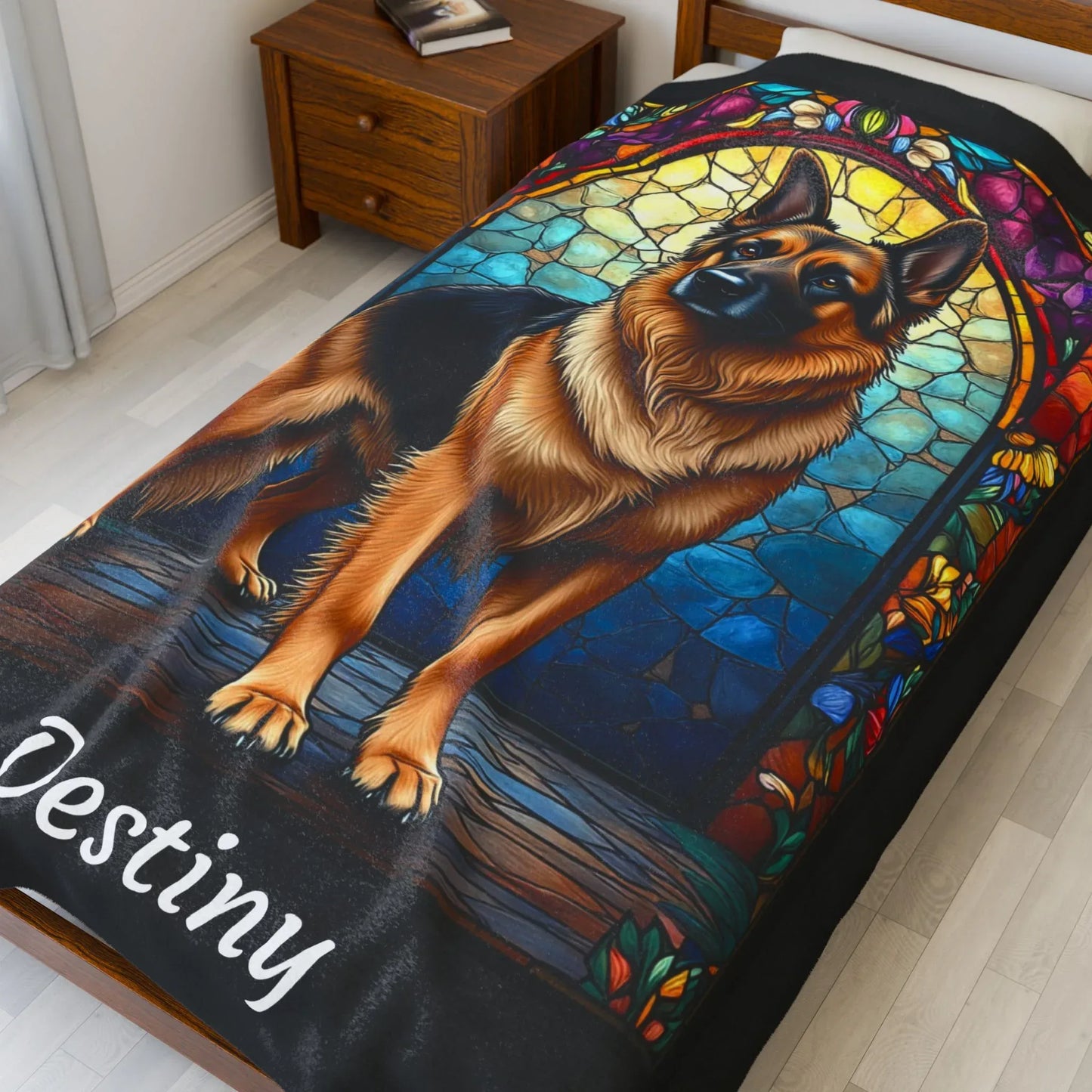Shop our premium german shepherd black tan personalized velveteen plush blanket from MySisterIsASurvivor.